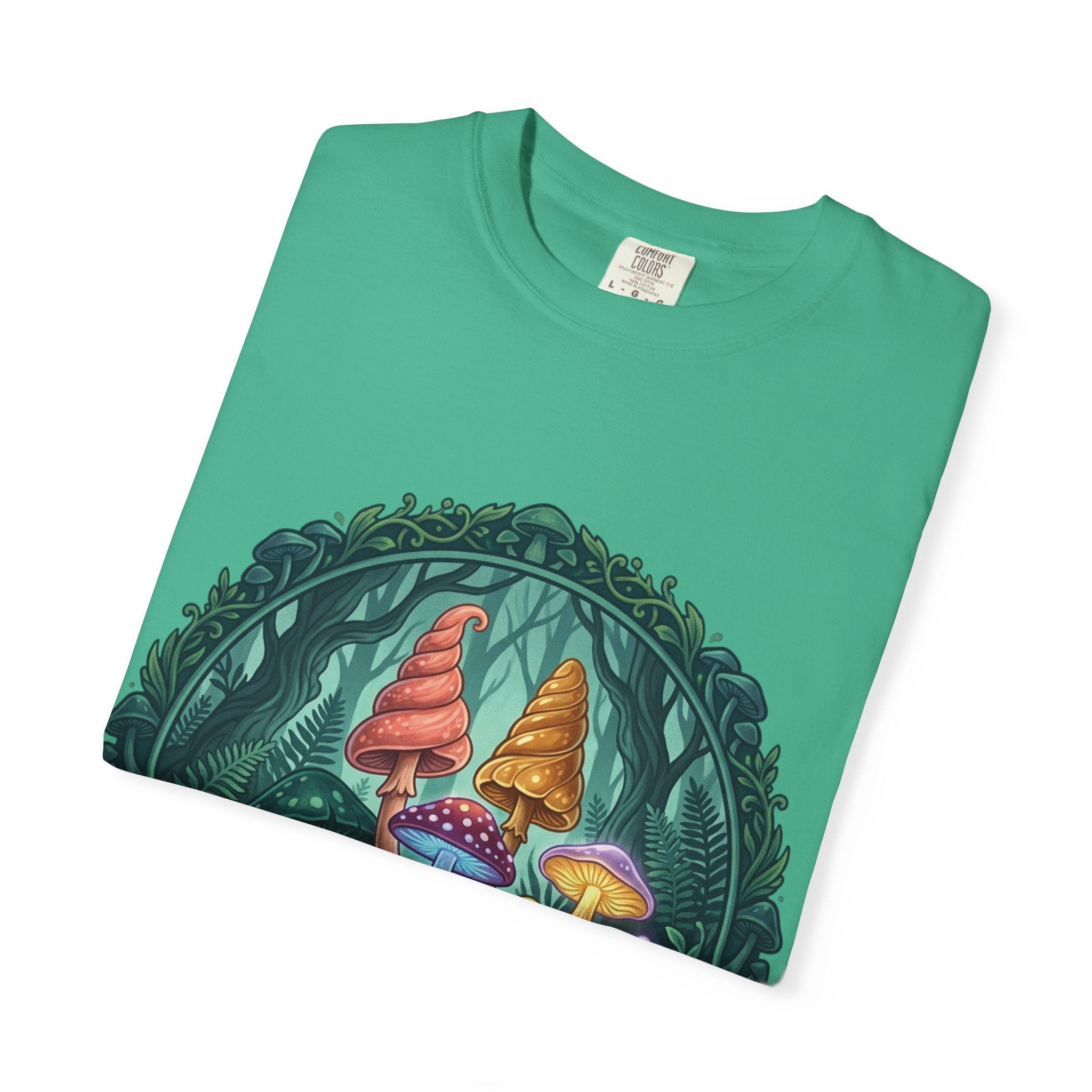 Psychedelic Mushroom in Forest T-shirt | Colorful Psychedelic Fungi Tee