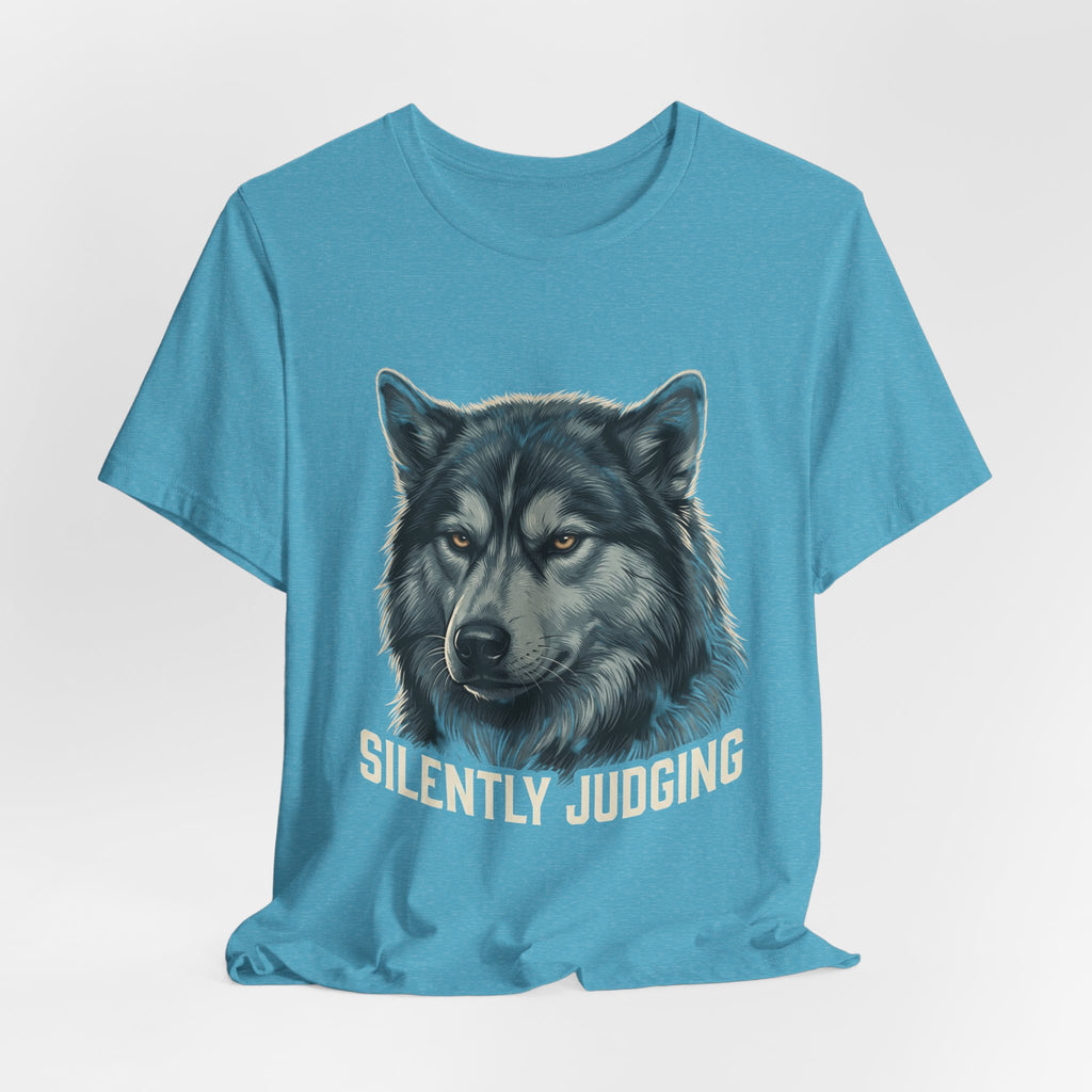 Silently Judging Wolf Graphic Tee – Funny Introvert Aesthetic Unisex Bella Canvas T-Shirt