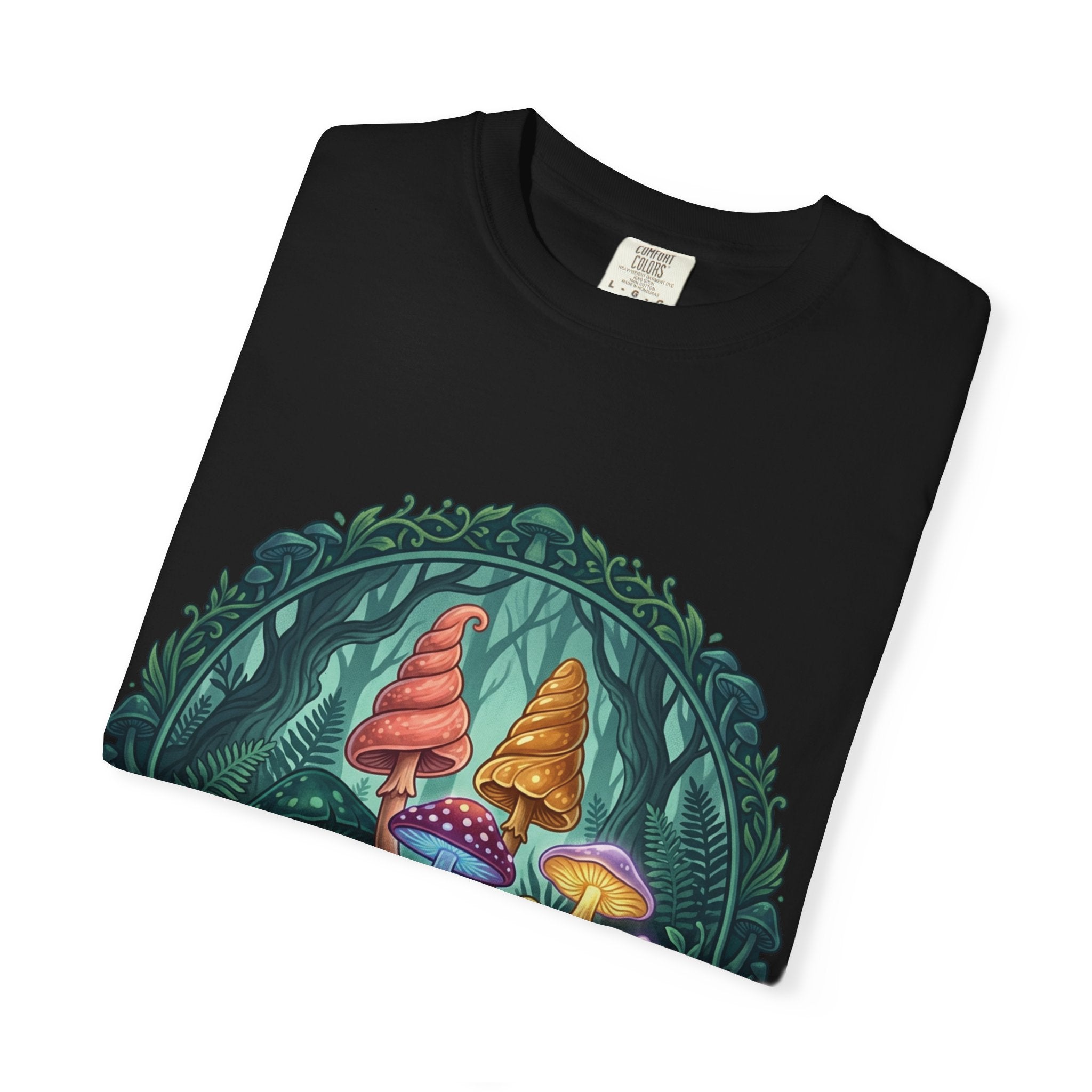 Psychedelic Mushroom in Forest T-shirt | Colorful Psychedelic Fungi Tee