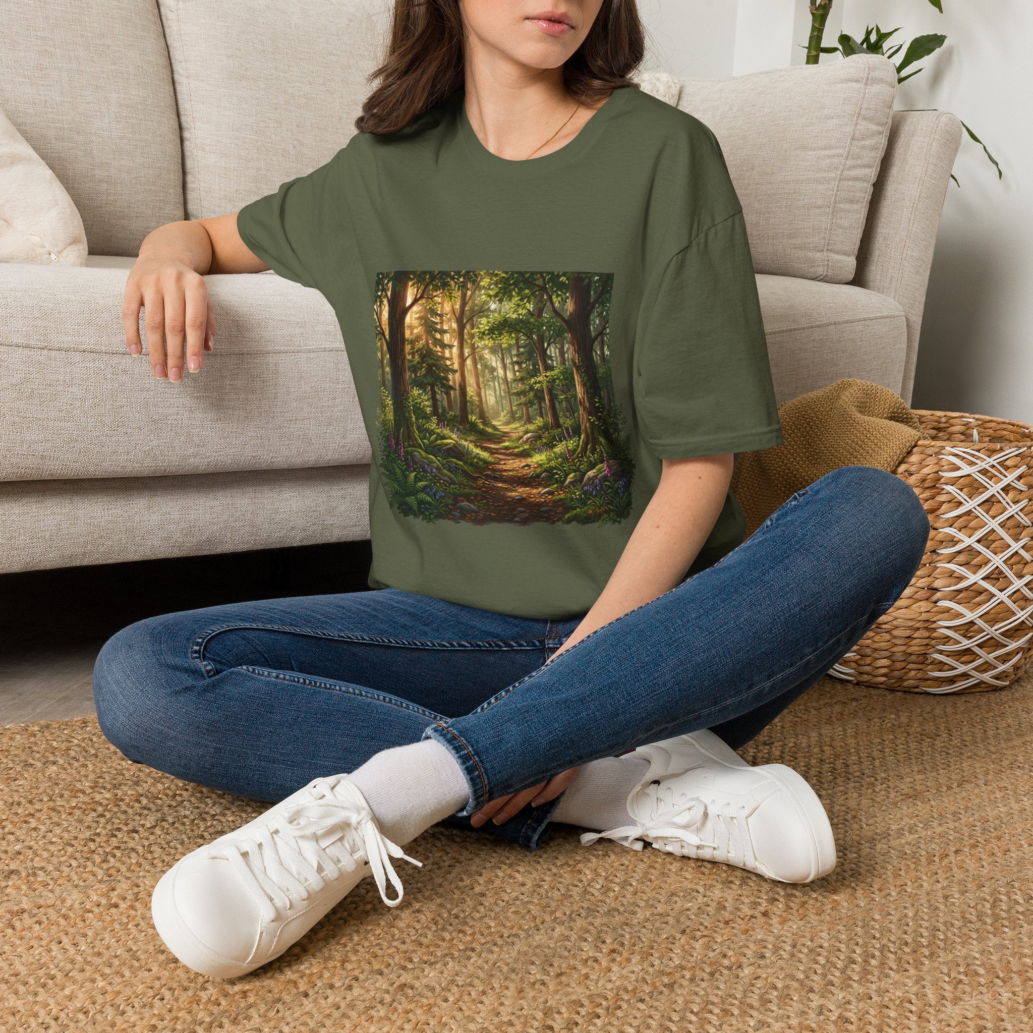 Enchanted Forest Path Graphic T-Shirt – Cottagecore Nature Tee for Hikers & Woodland Lovers