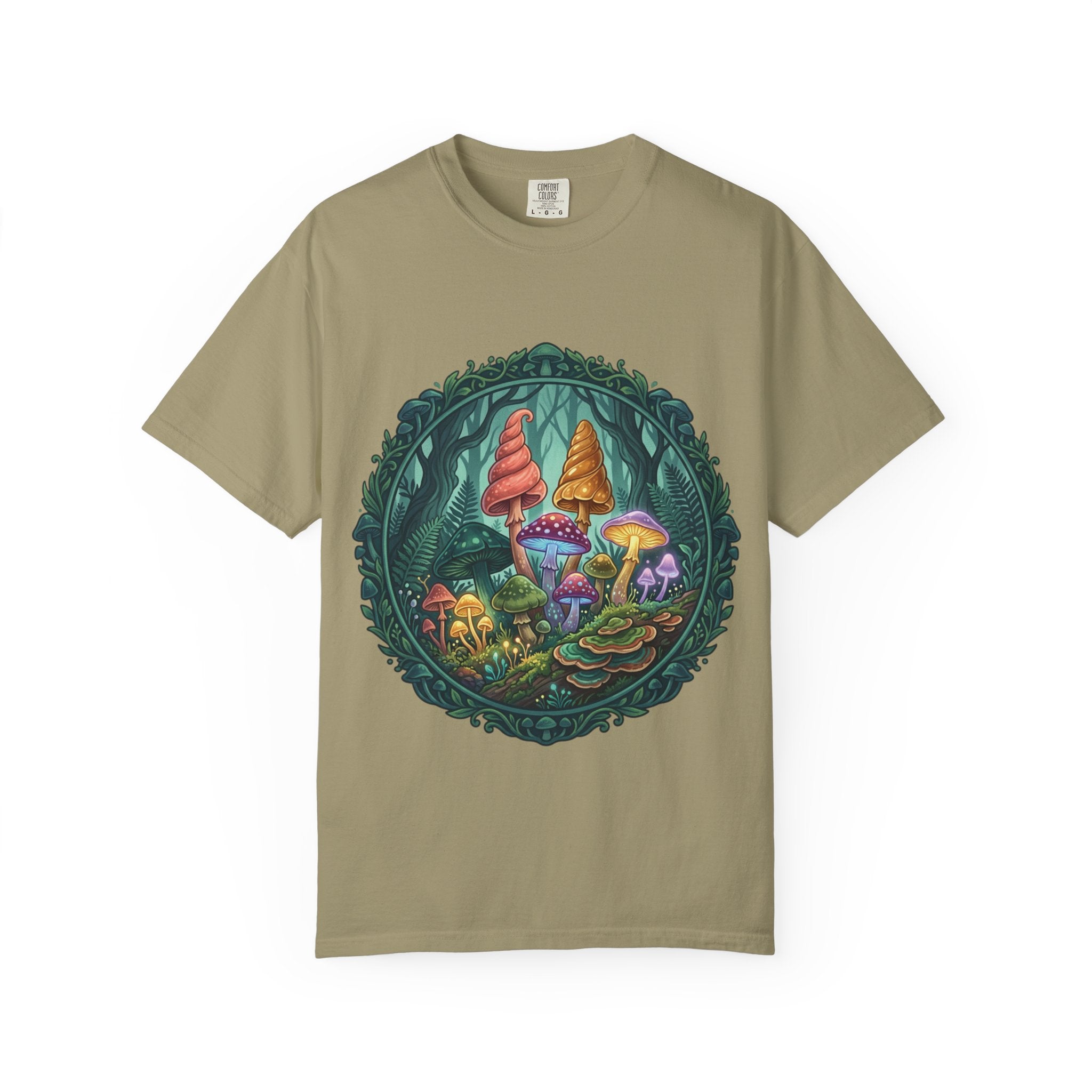 Psychedelic Mushroom in Forest T-shirt | Colorful Psychedelic Fungi Tee