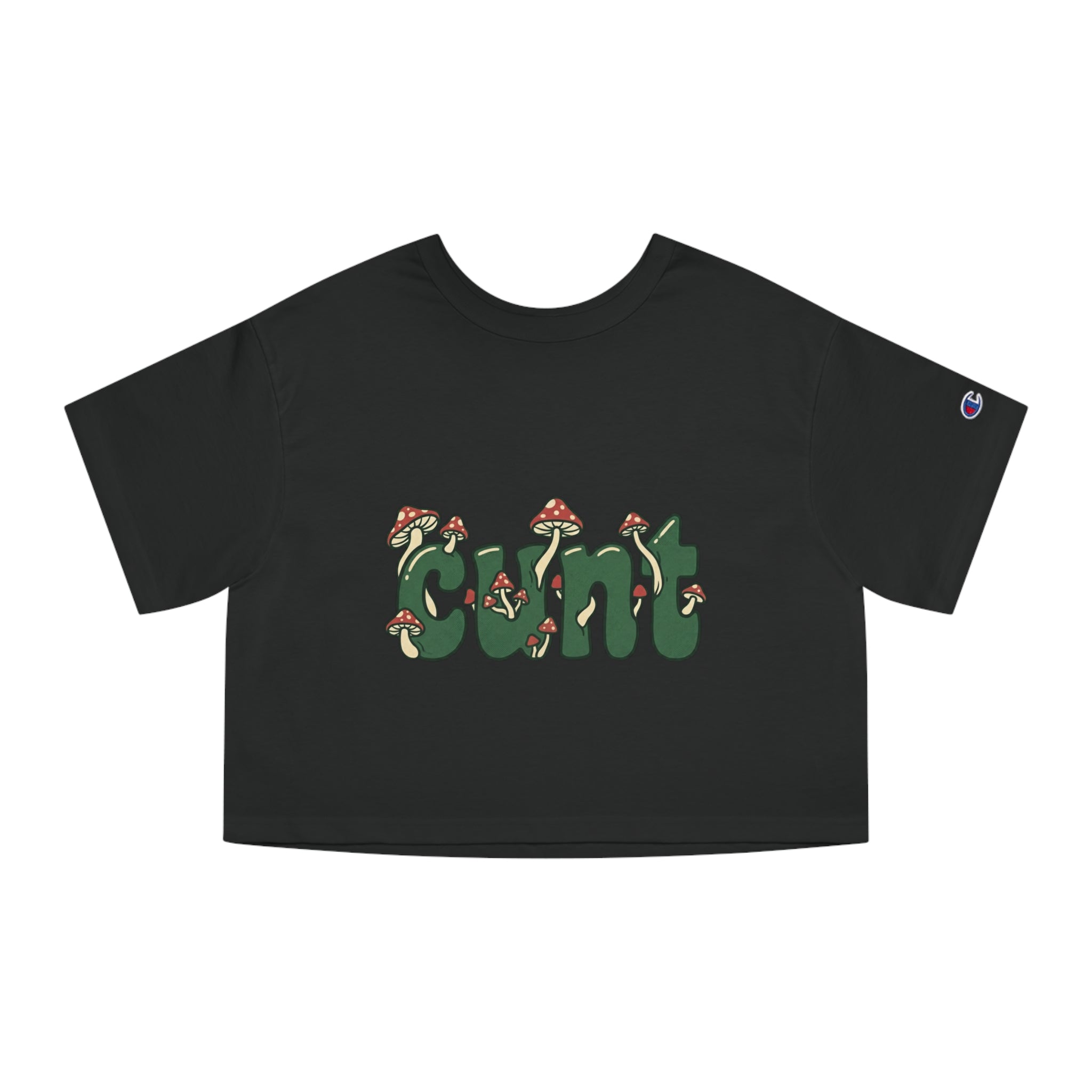 Whimsical Cunt & Mushroom Graphic Crop Tee