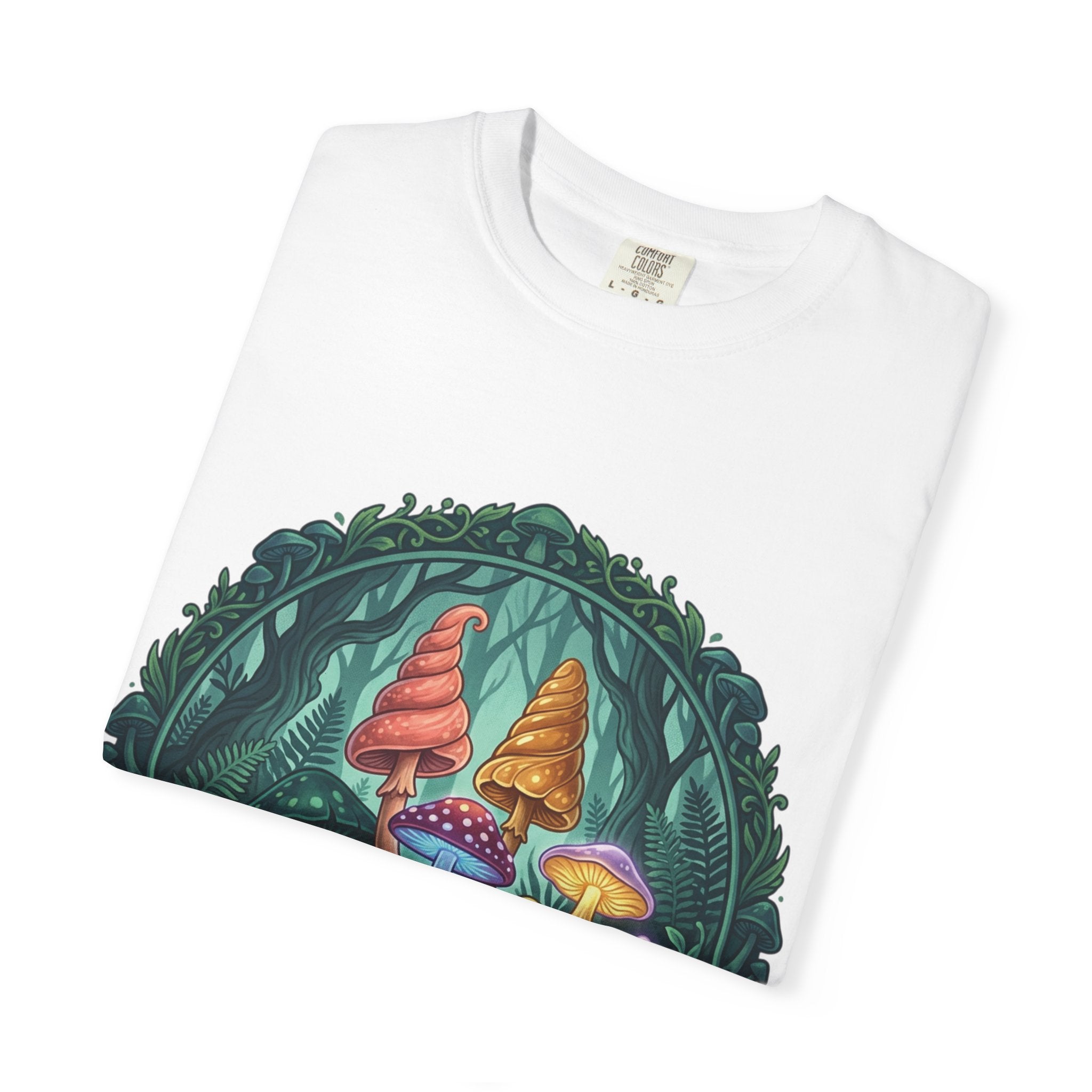 Psychedelic Mushroom in Forest T-shirt | Colorful Psychedelic Fungi Tee