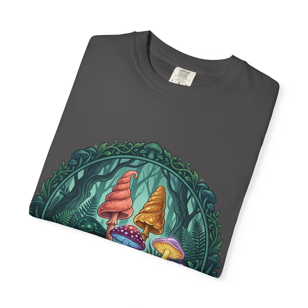 Psychedelic Mushroom in Forest T-shirt | Colorful Psychedelic Fungi Tee