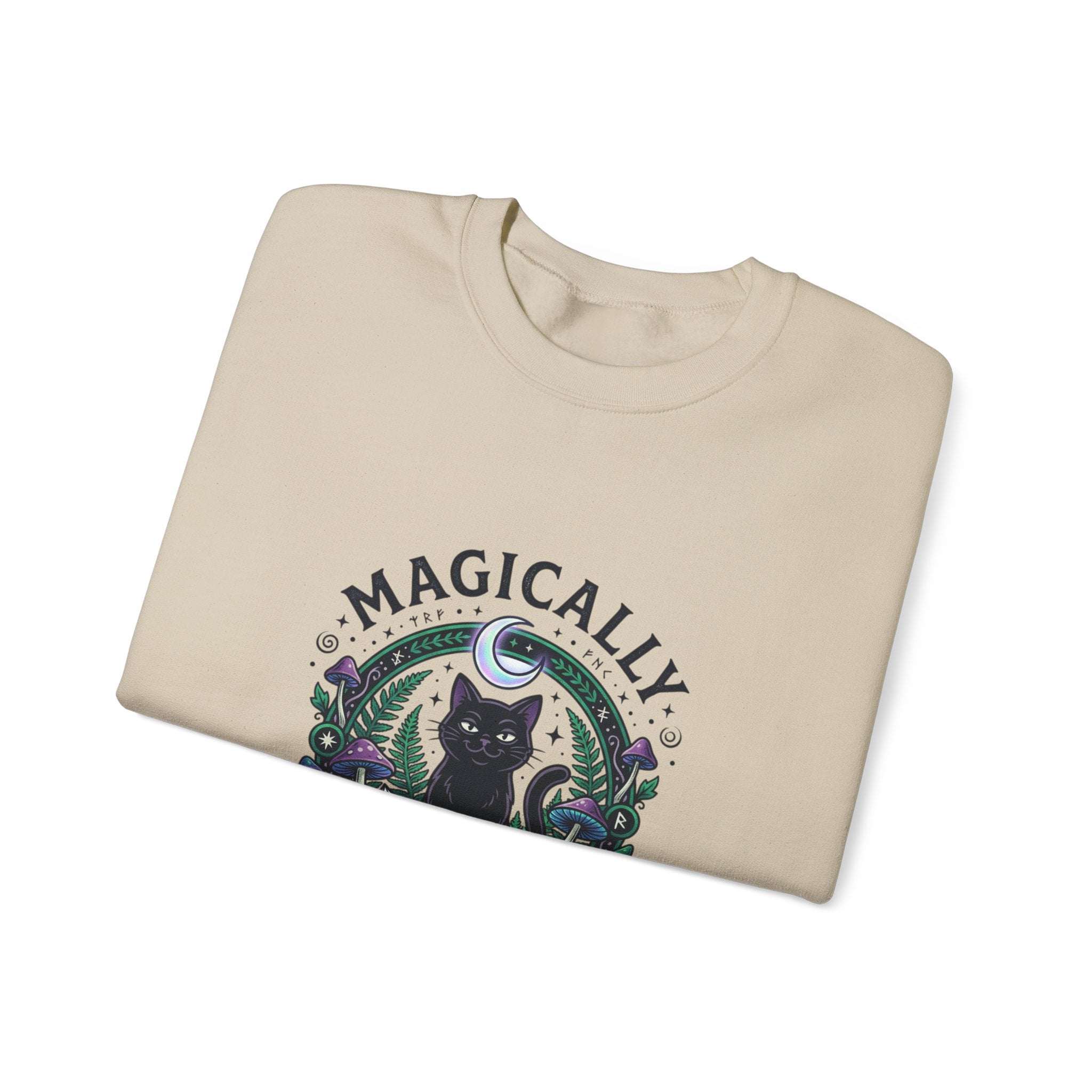 Magically Unbothered Cat Crewneck Sweatshirt | witchy goblincore celestial