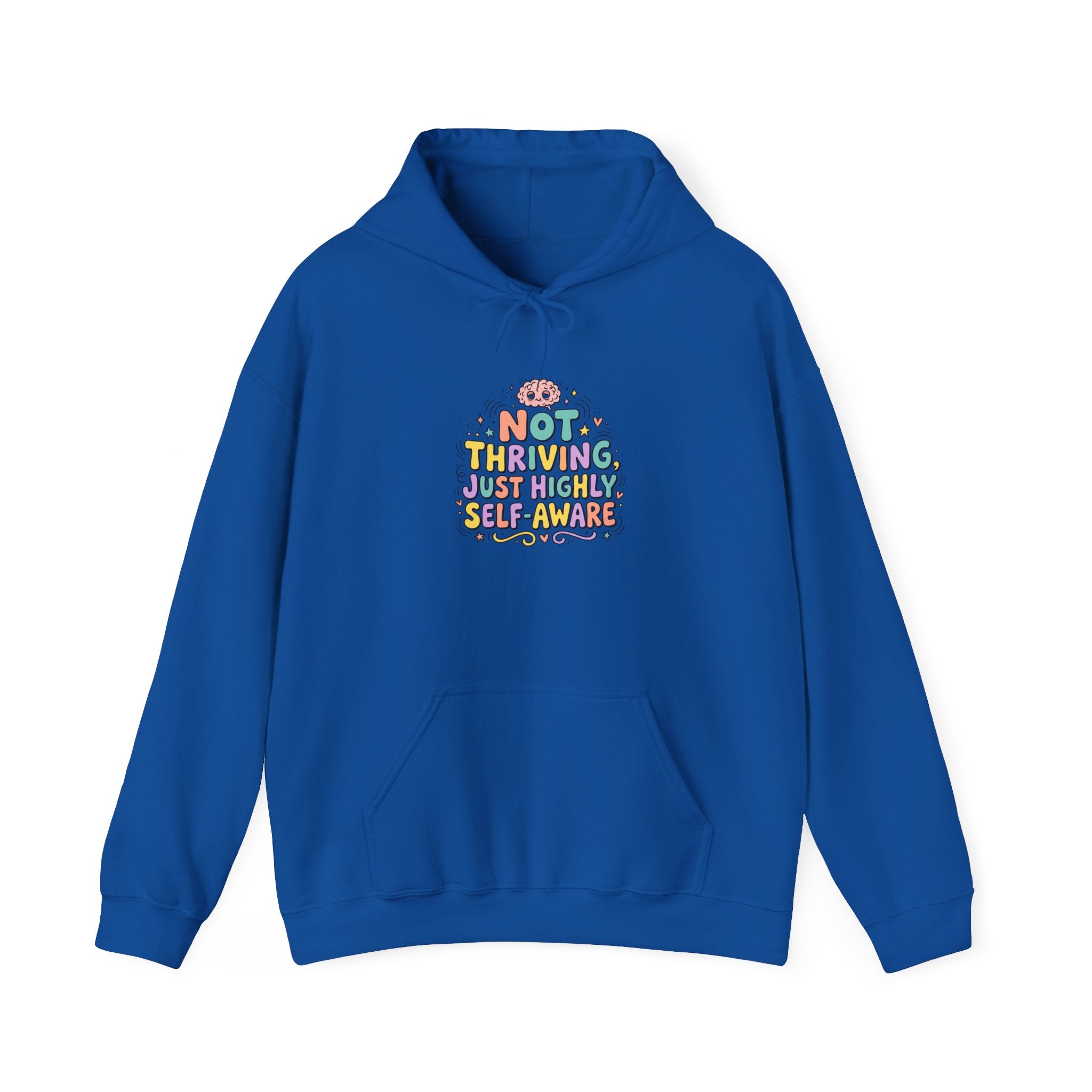 Not Thriving Just Vibing Hoodie | mental health humor, retro wavy text