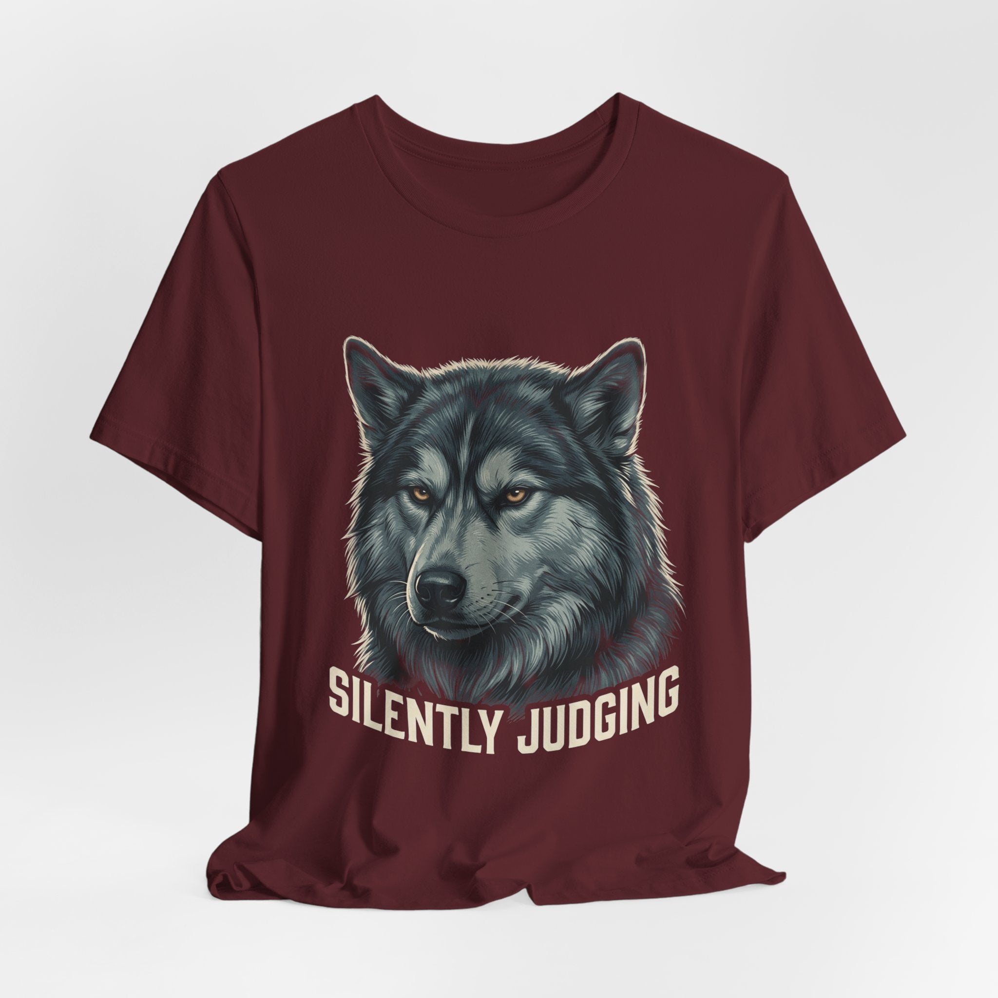 Silently Judging Wolf Graphic Tee – Funny Introvert Aesthetic Unisex Bella Canvas T-Shirt