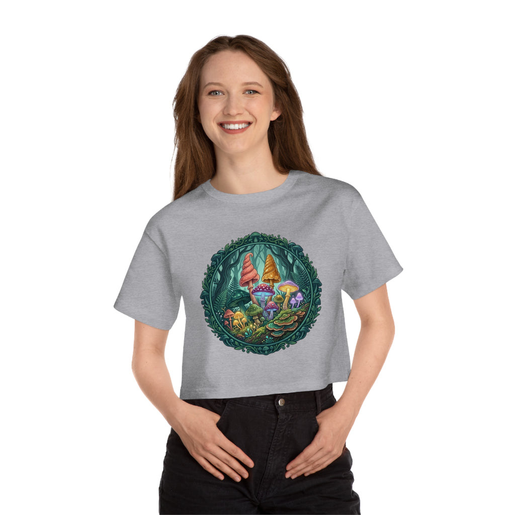 Psychedelic Mushroom & Forest Cropped Tee