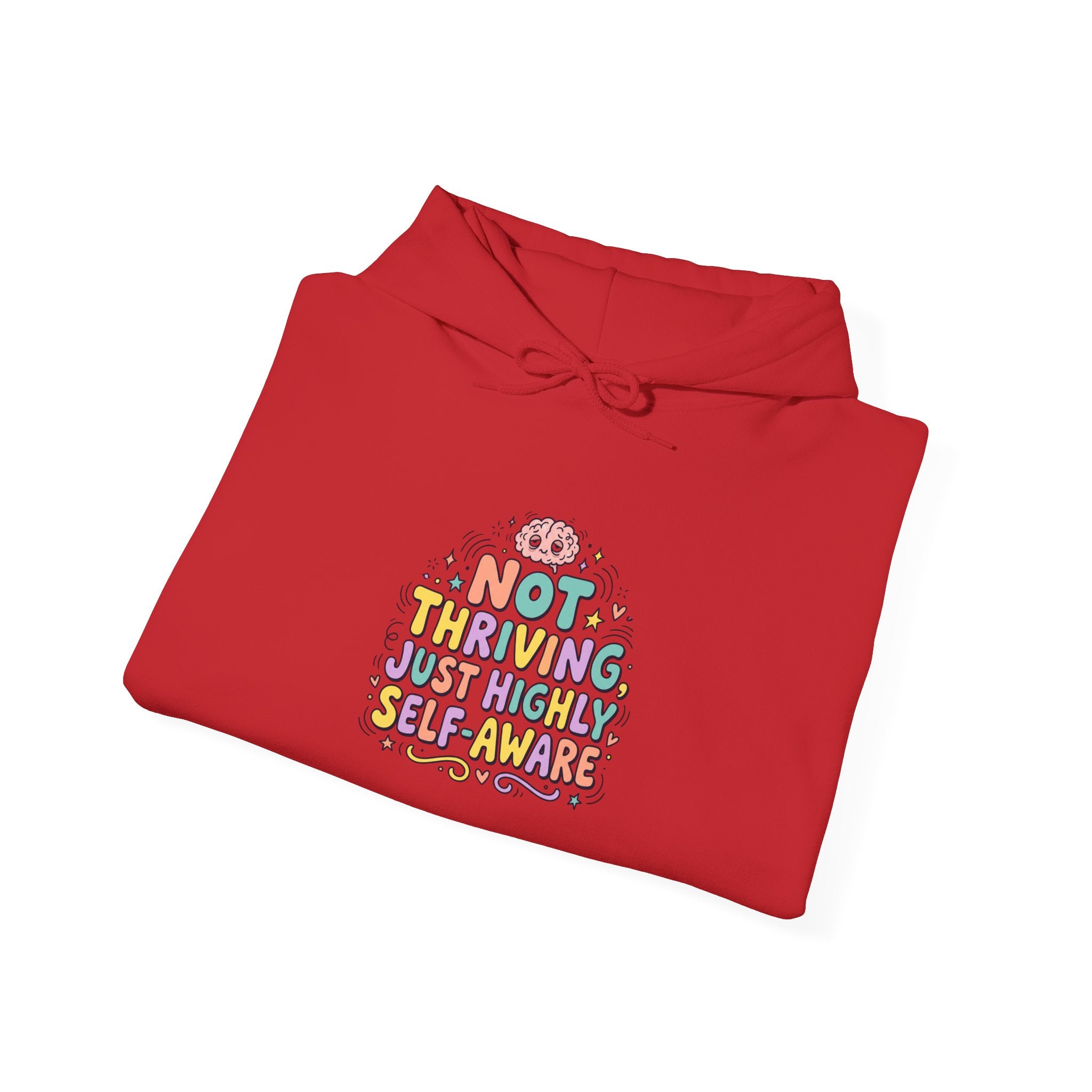 Not Thriving Just Vibing Hoodie | mental health humor, retro wavy text