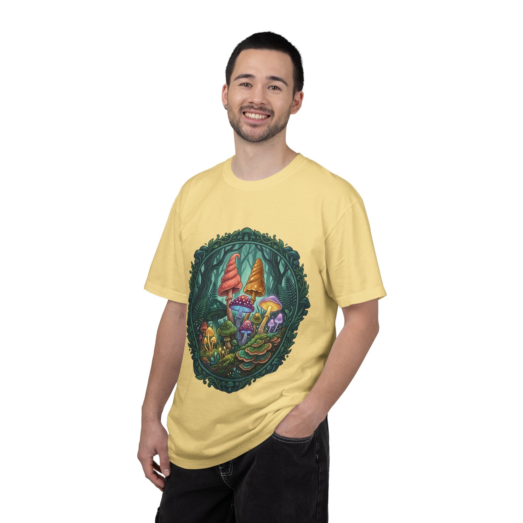 Psychedelic Mushroom in Forest T-shirt | Colorful Psychedelic Fungi Tee