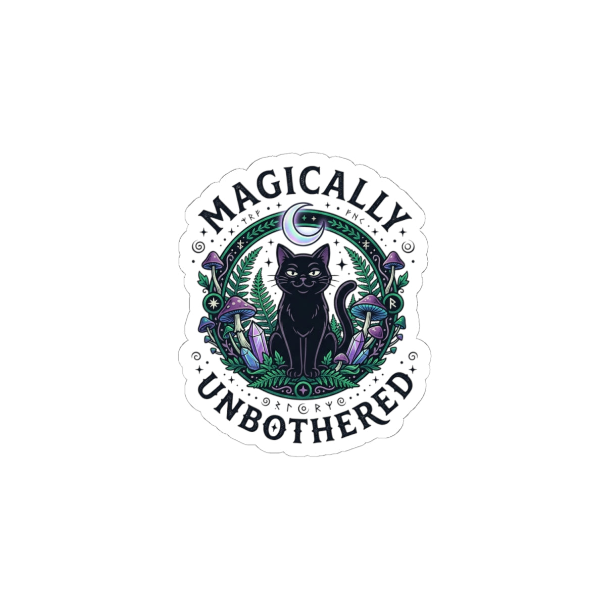 Magically Unbothered Cat Kiss-Cut Stickers | witchy, goblincore