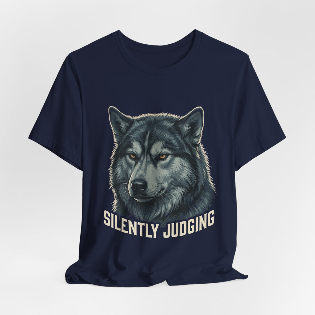 Silently Judging Wolf Graphic Tee – Funny Introvert Aesthetic Unisex Bella Canvas T-Shirt