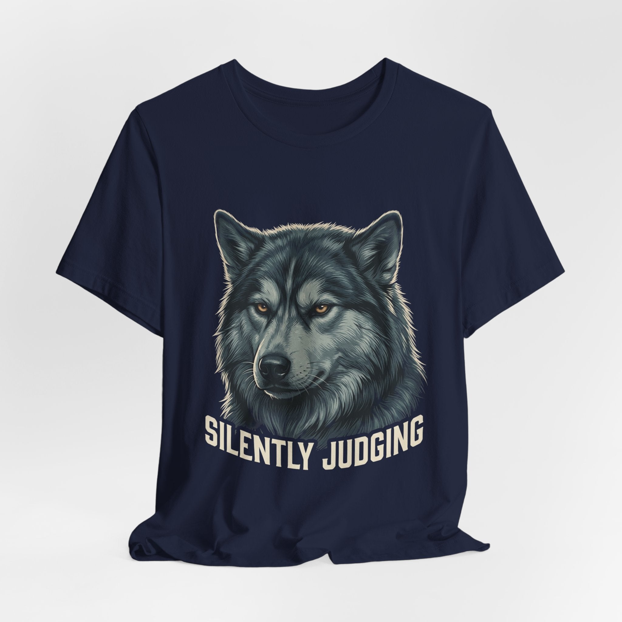 Silently Judging Wolf Graphic Tee – Funny Introvert Aesthetic Unisex Bella Canvas T-Shirt