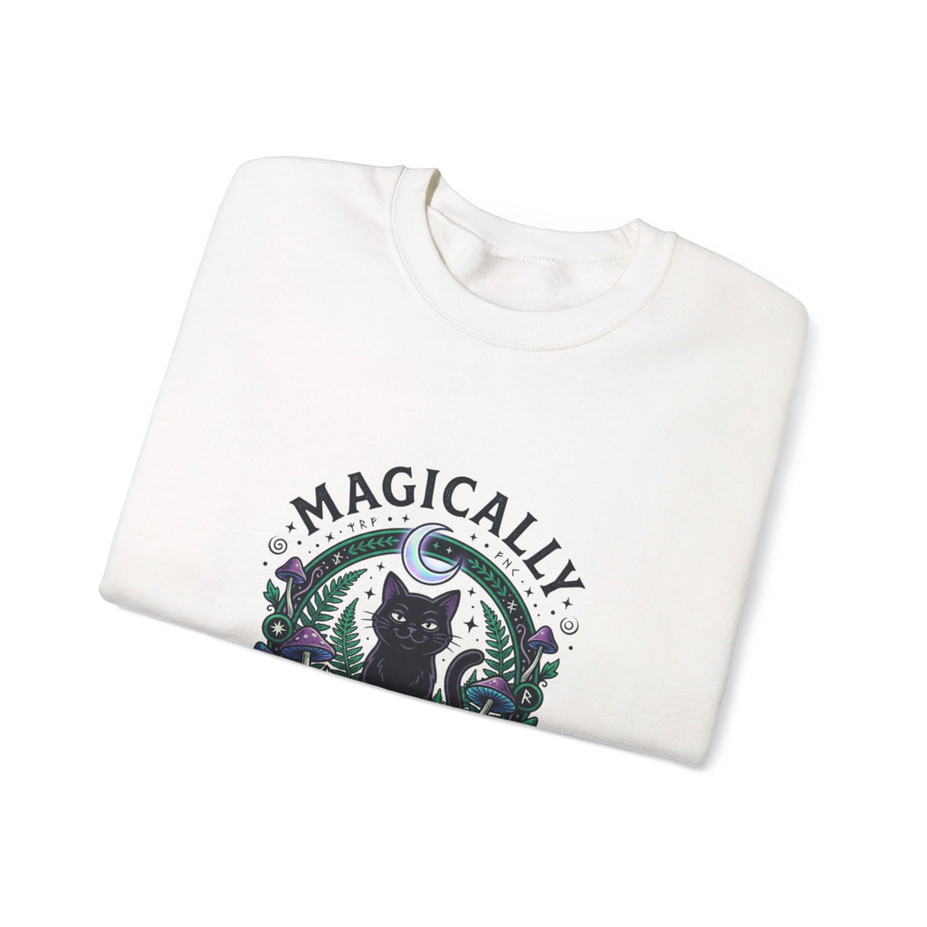 Magically Unbothered Cat Crewneck Sweatshirt | witchy goblincore celestial