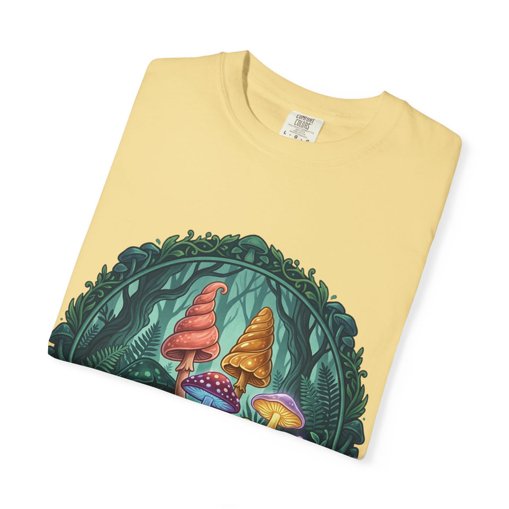 Psychedelic Mushroom in Forest T-shirt | Colorful Psychedelic Fungi Tee