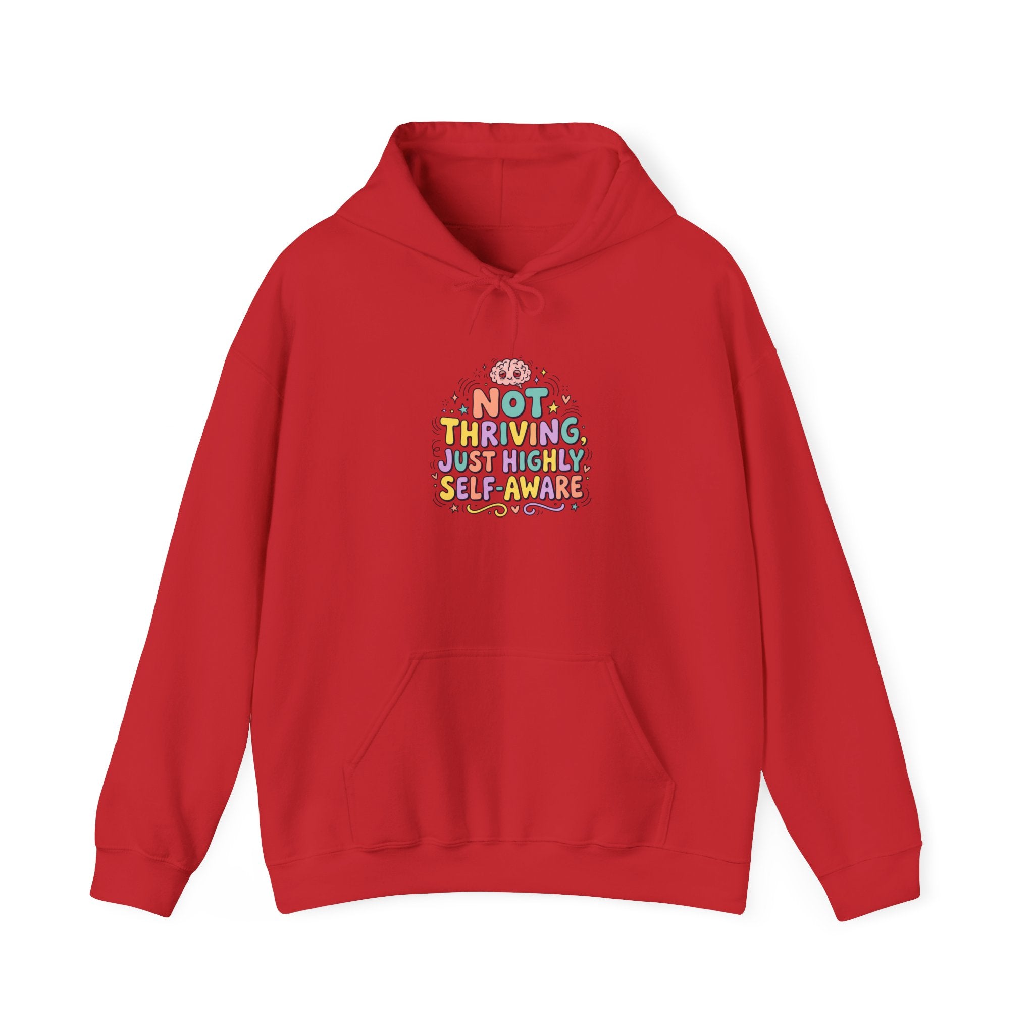 Not Thriving Just Vibing Hoodie | mental health humor, retro wavy text