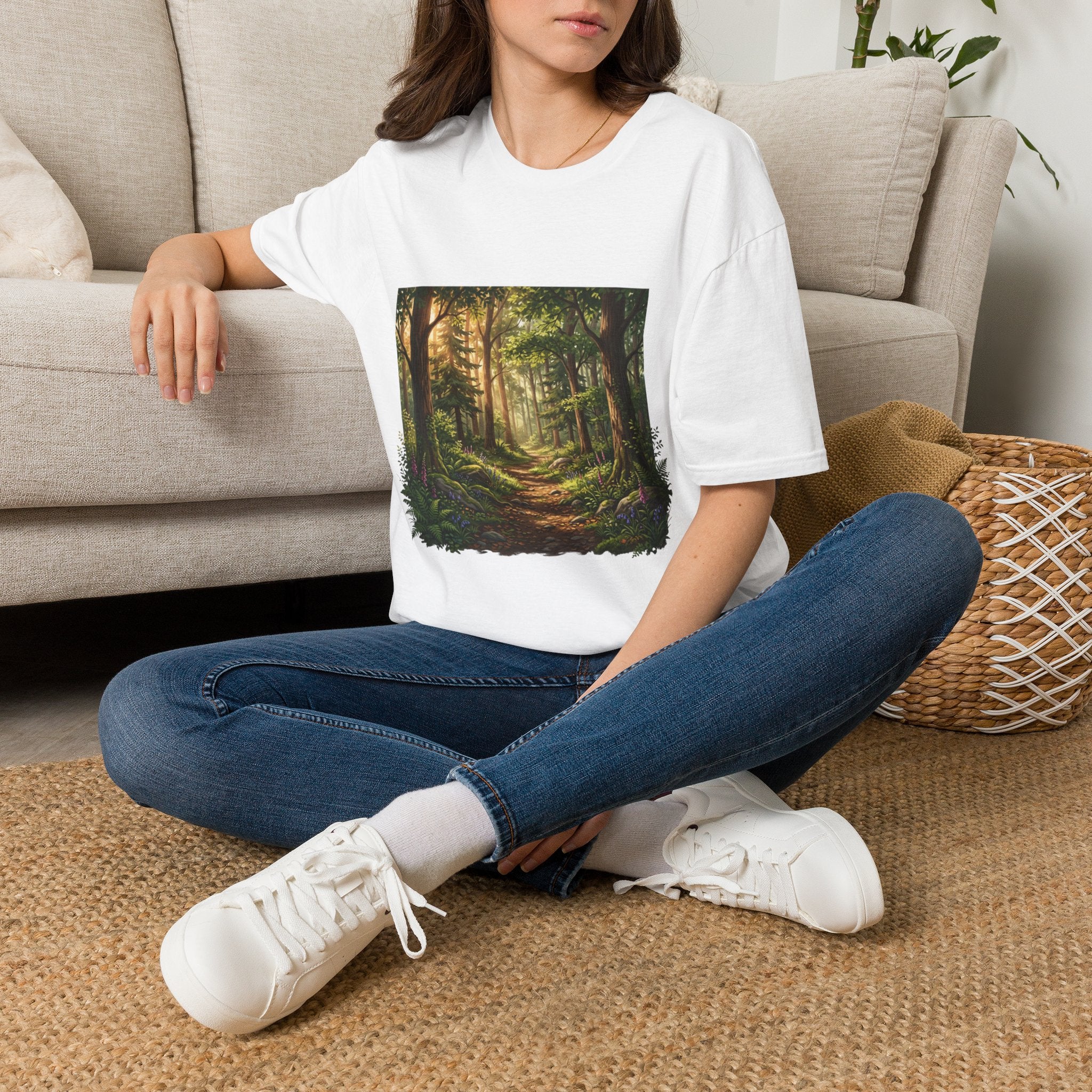Enchanted Forest Path Graphic T-Shirt – Cottagecore Nature Tee for Hikers & Woodland Lovers