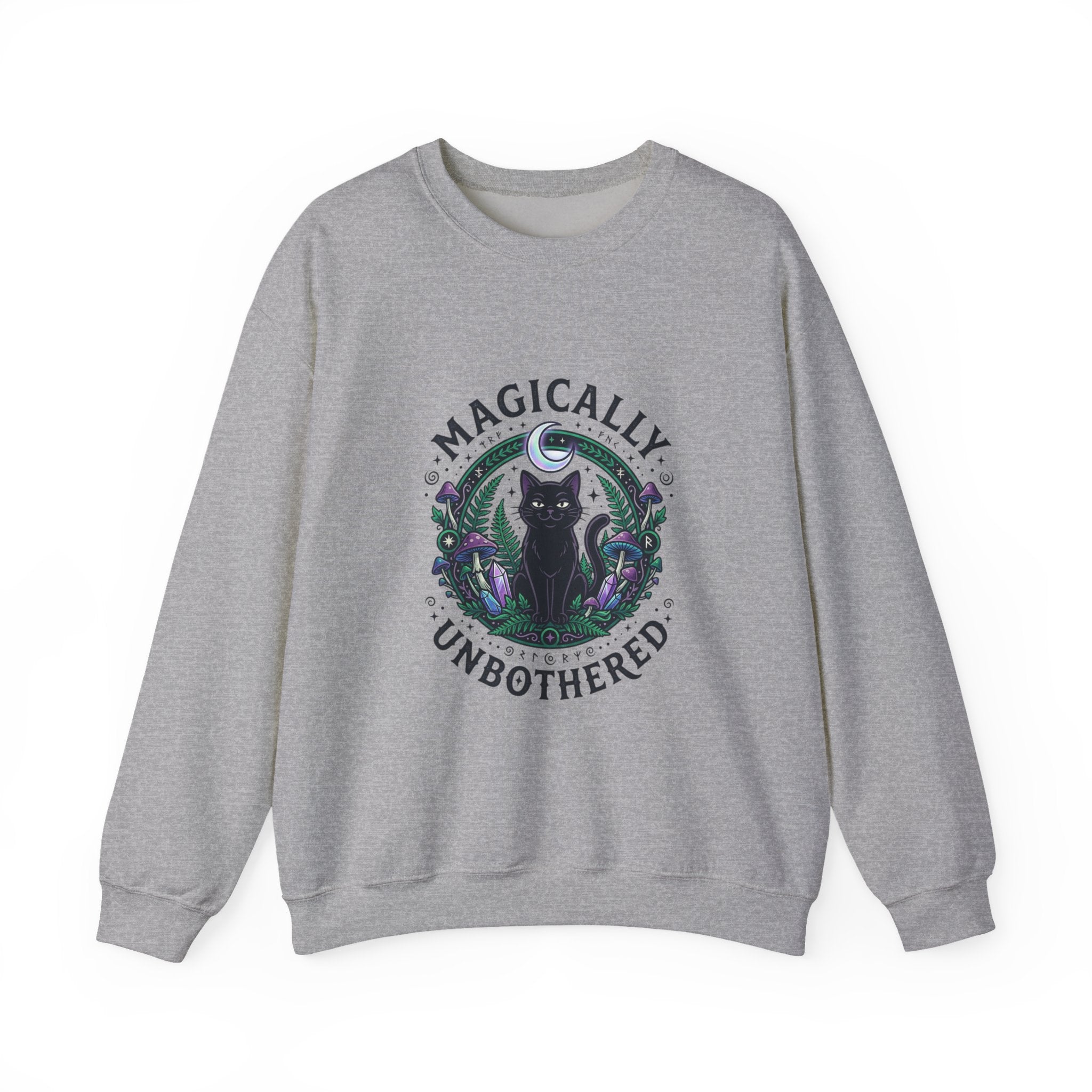 Magically Unbothered Cat Crewneck Sweatshirt | witchy goblincore celestial