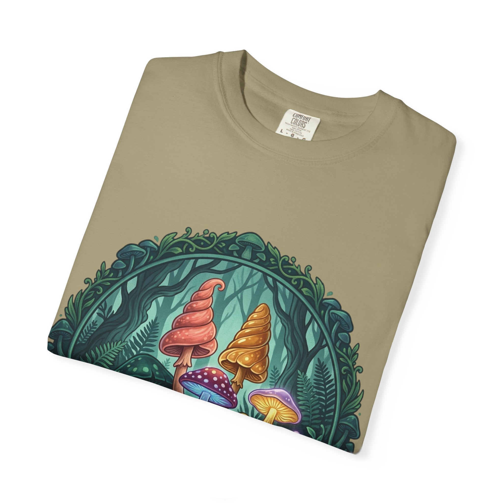 Psychedelic Mushroom in Forest T-shirt | Colorful Psychedelic Fungi Tee