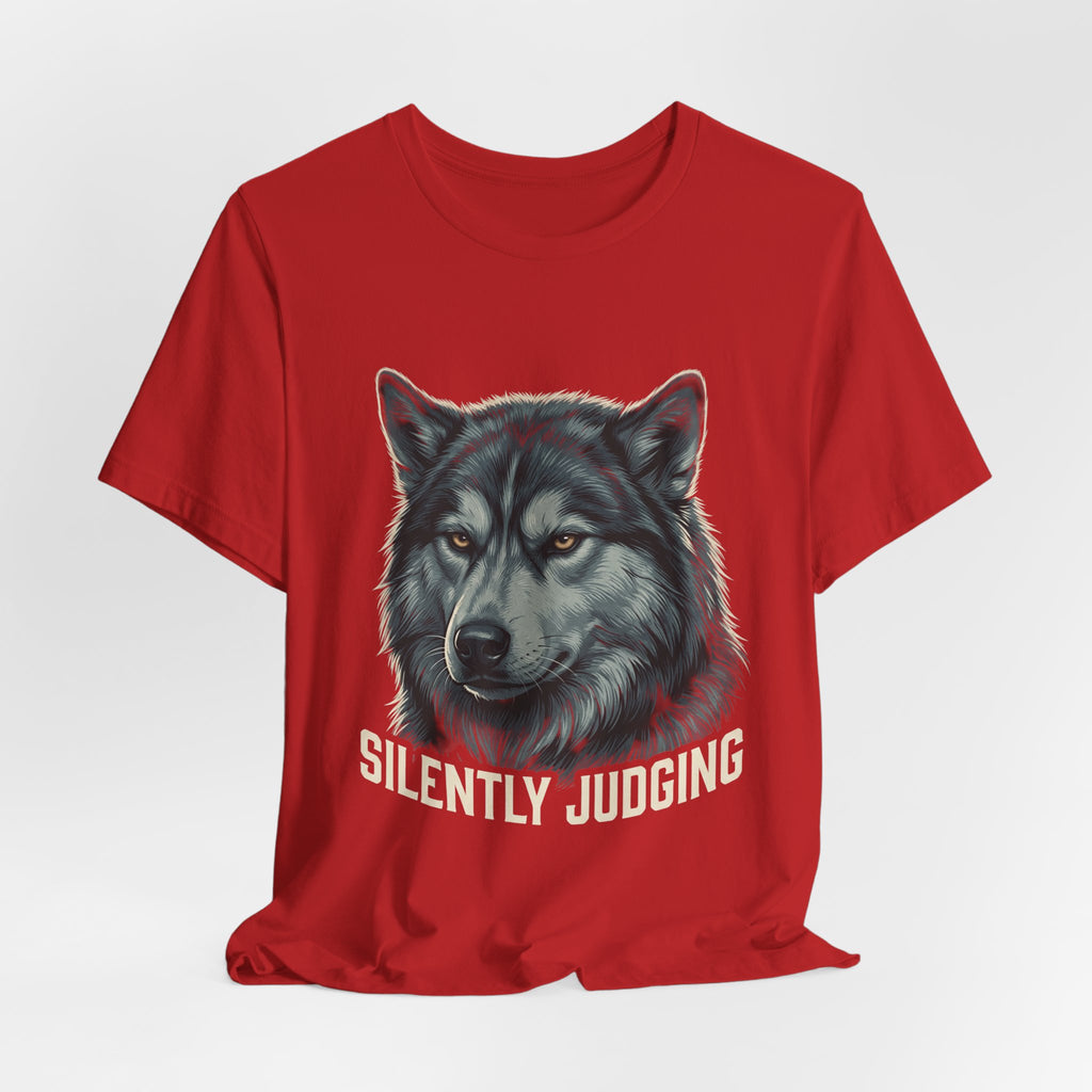 Silently Judging Wolf Graphic Tee – Funny Introvert Aesthetic Unisex Bella Canvas T-Shirt