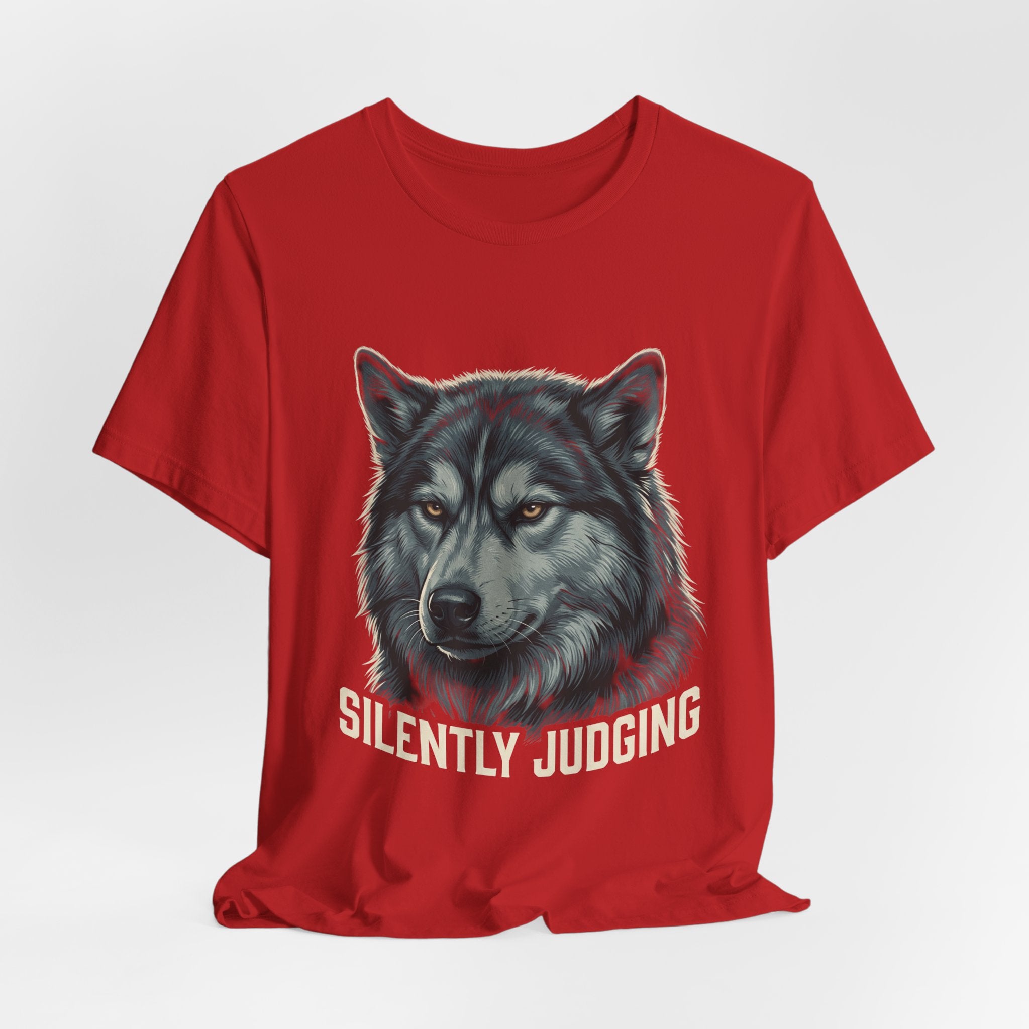 Silently Judging Wolf Graphic Tee – Funny Introvert Aesthetic Unisex Bella Canvas T-Shirt
