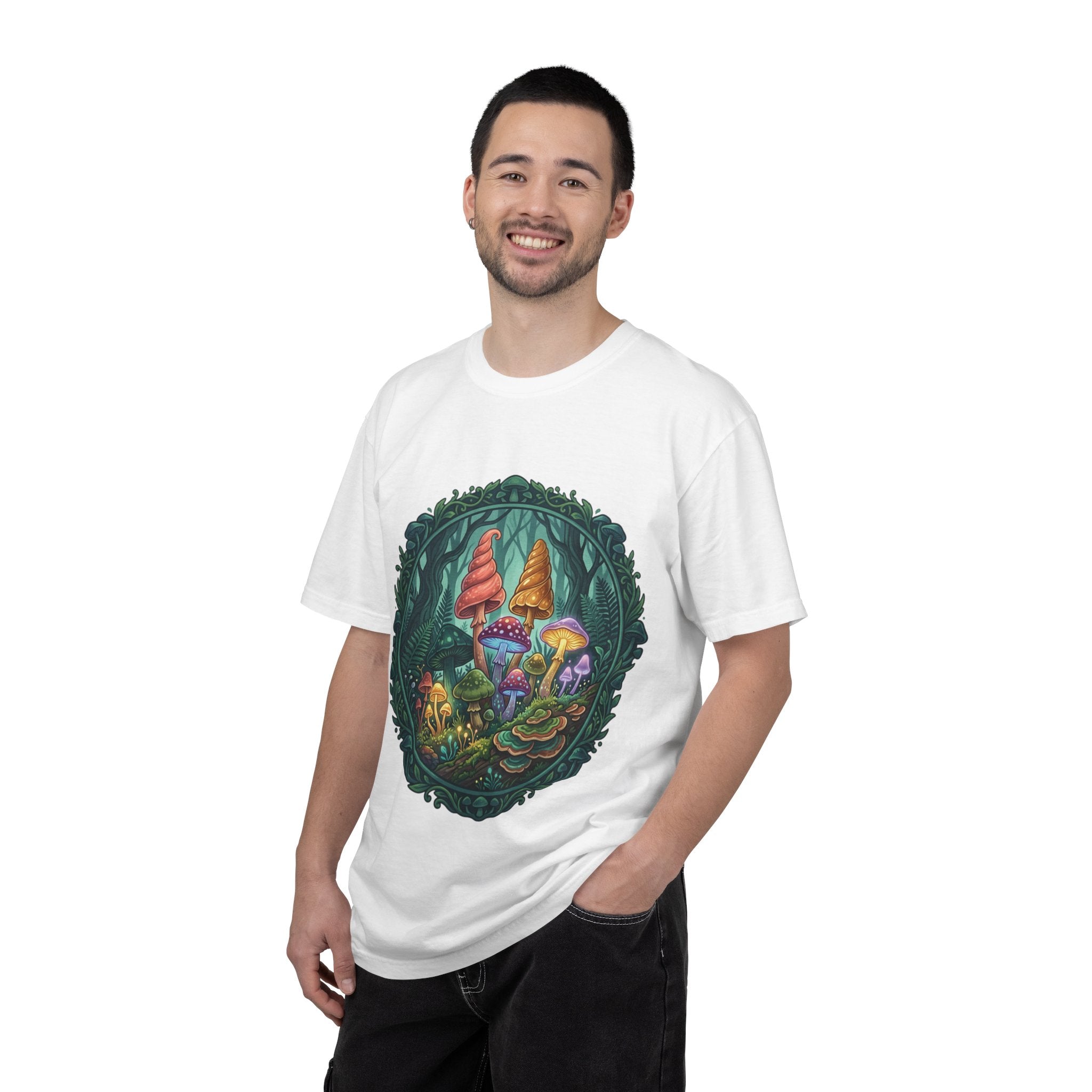 Psychedelic Mushroom in Forest T-shirt | Colorful Psychedelic Fungi Tee
