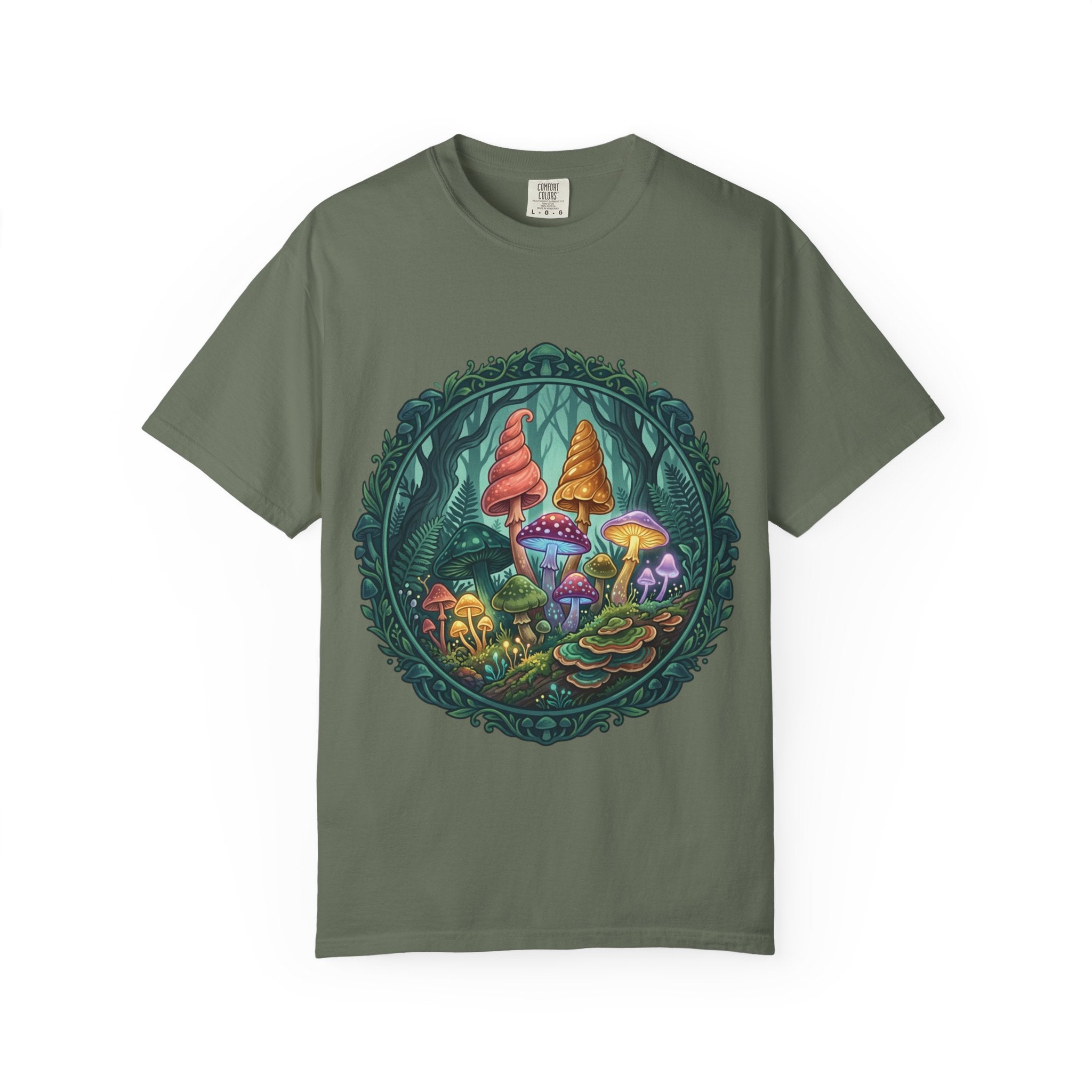 Psychedelic Mushroom in Forest T-shirt | Colorful Psychedelic Fungi Tee