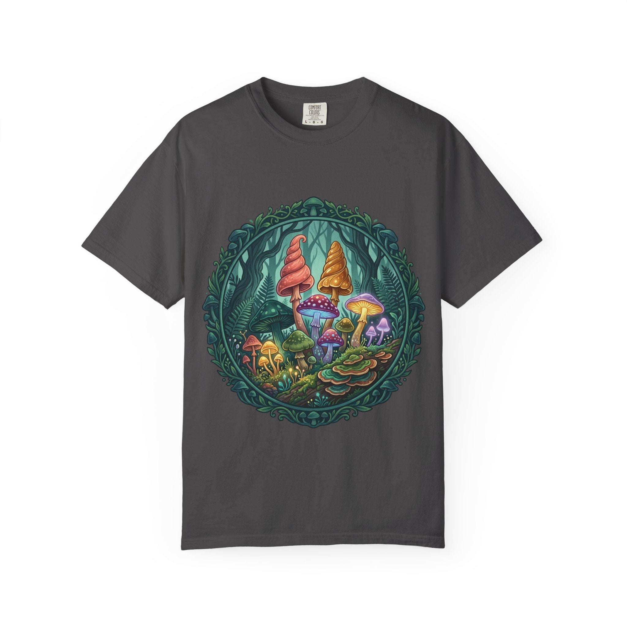 Psychedelic Mushroom in Forest T-shirt | Colorful Psychedelic Fungi Tee