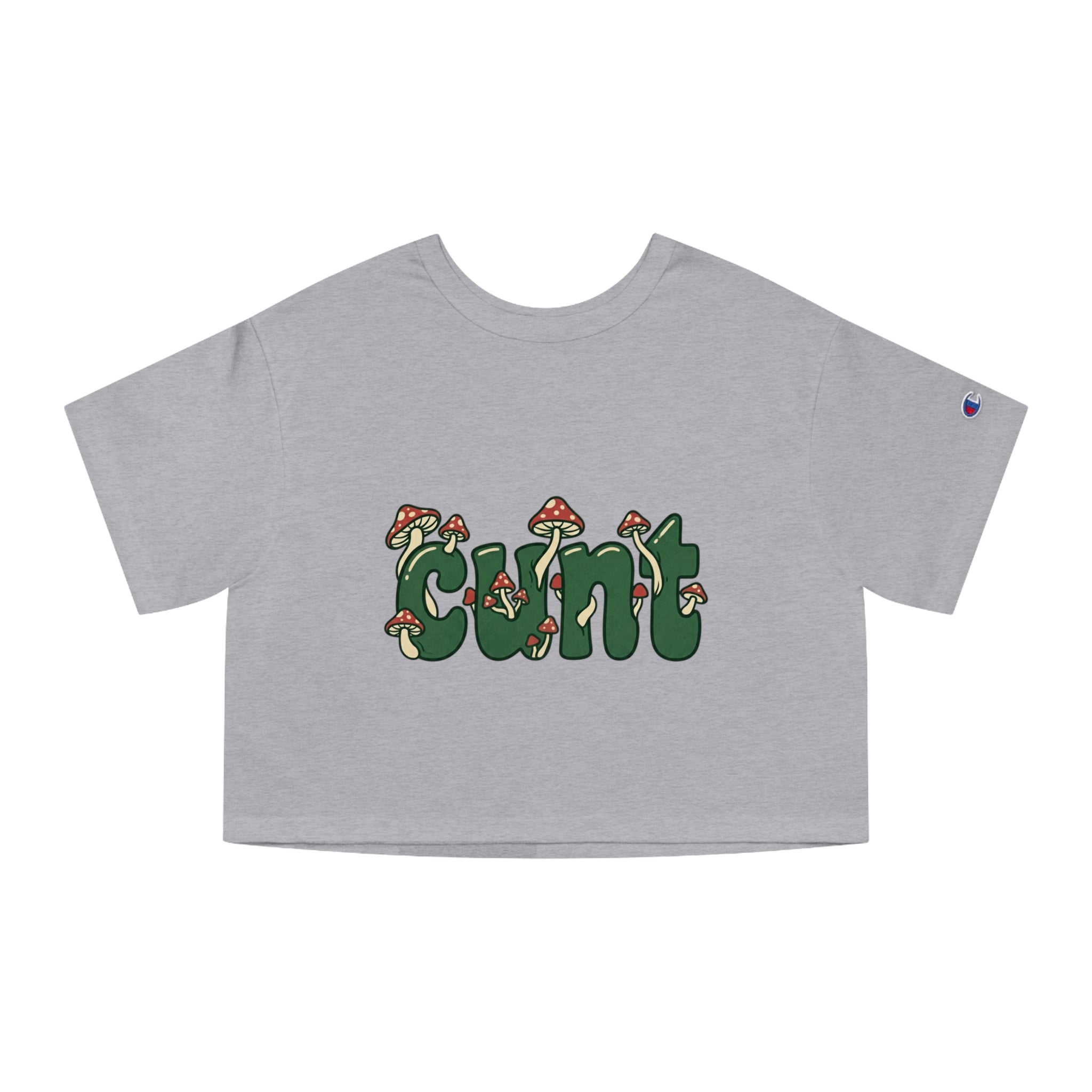 Whimsical Cunt & Mushroom Graphic Crop Tee