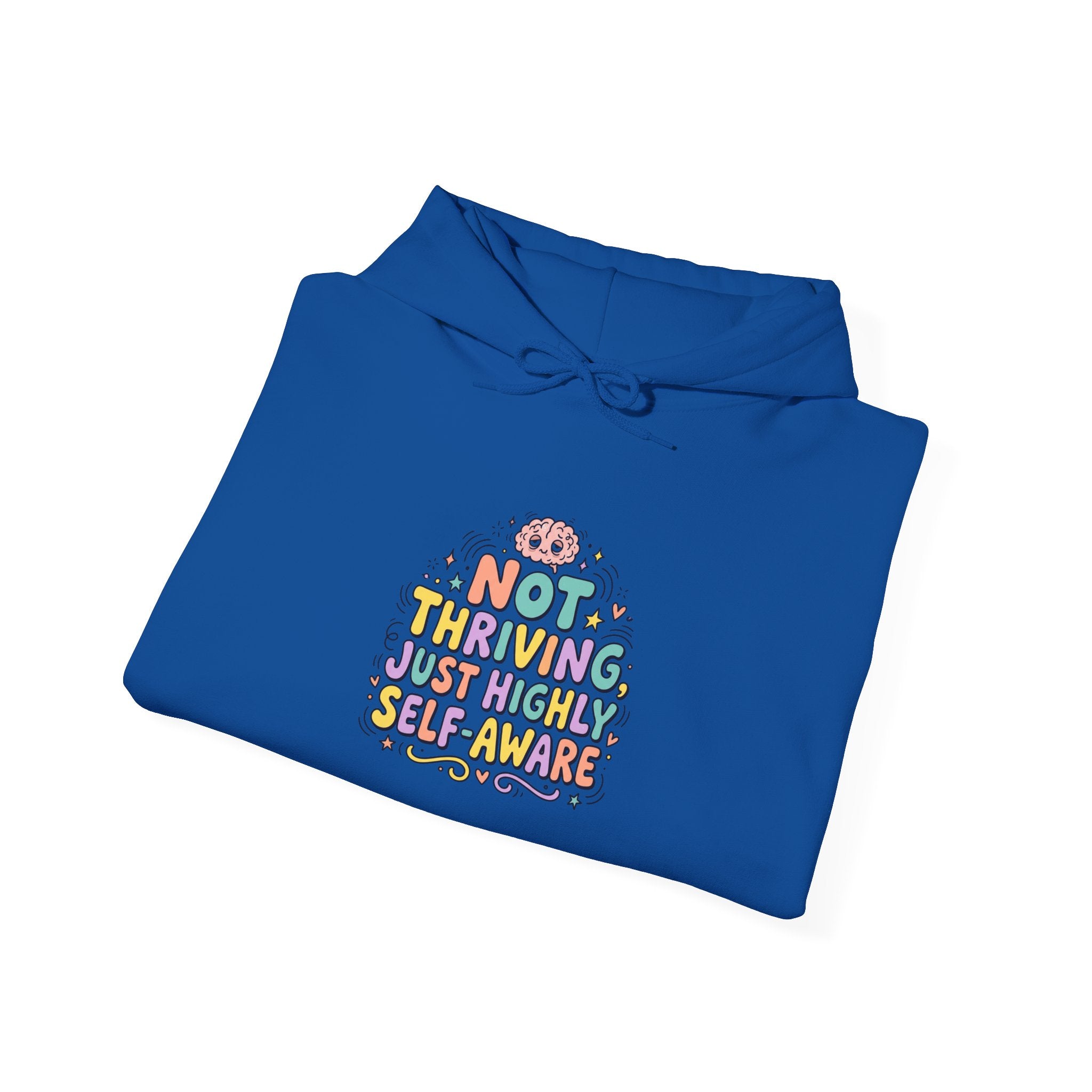Not Thriving Just Vibing Hoodie | mental health humor, retro wavy text