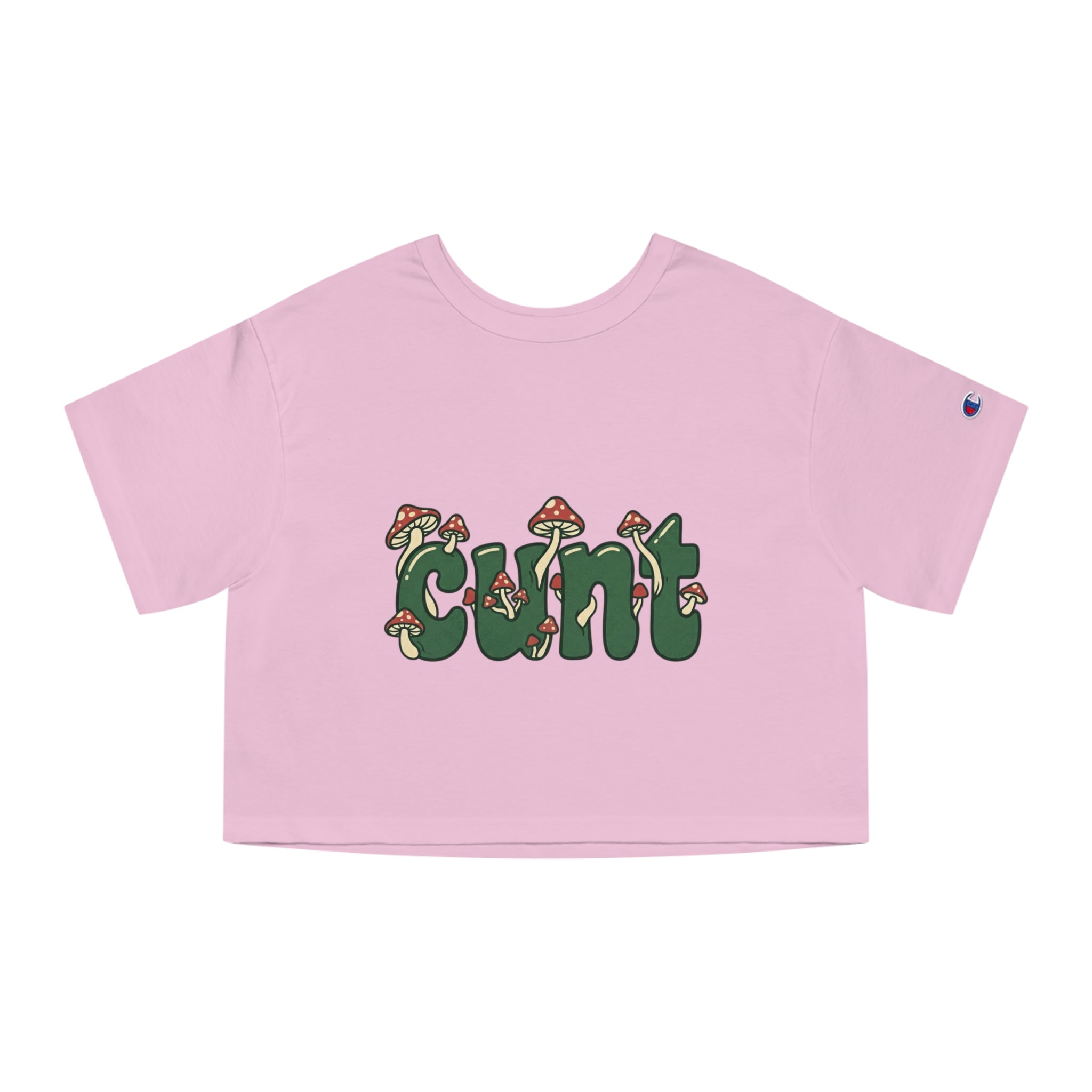Whimsical Cunt & Mushroom Graphic Crop Tee