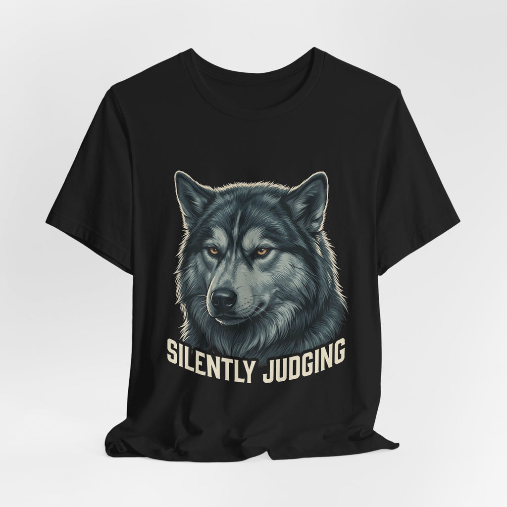 Silently Judging Wolf Graphic Tee – Funny Introvert Aesthetic Unisex Bella Canvas T-Shirt