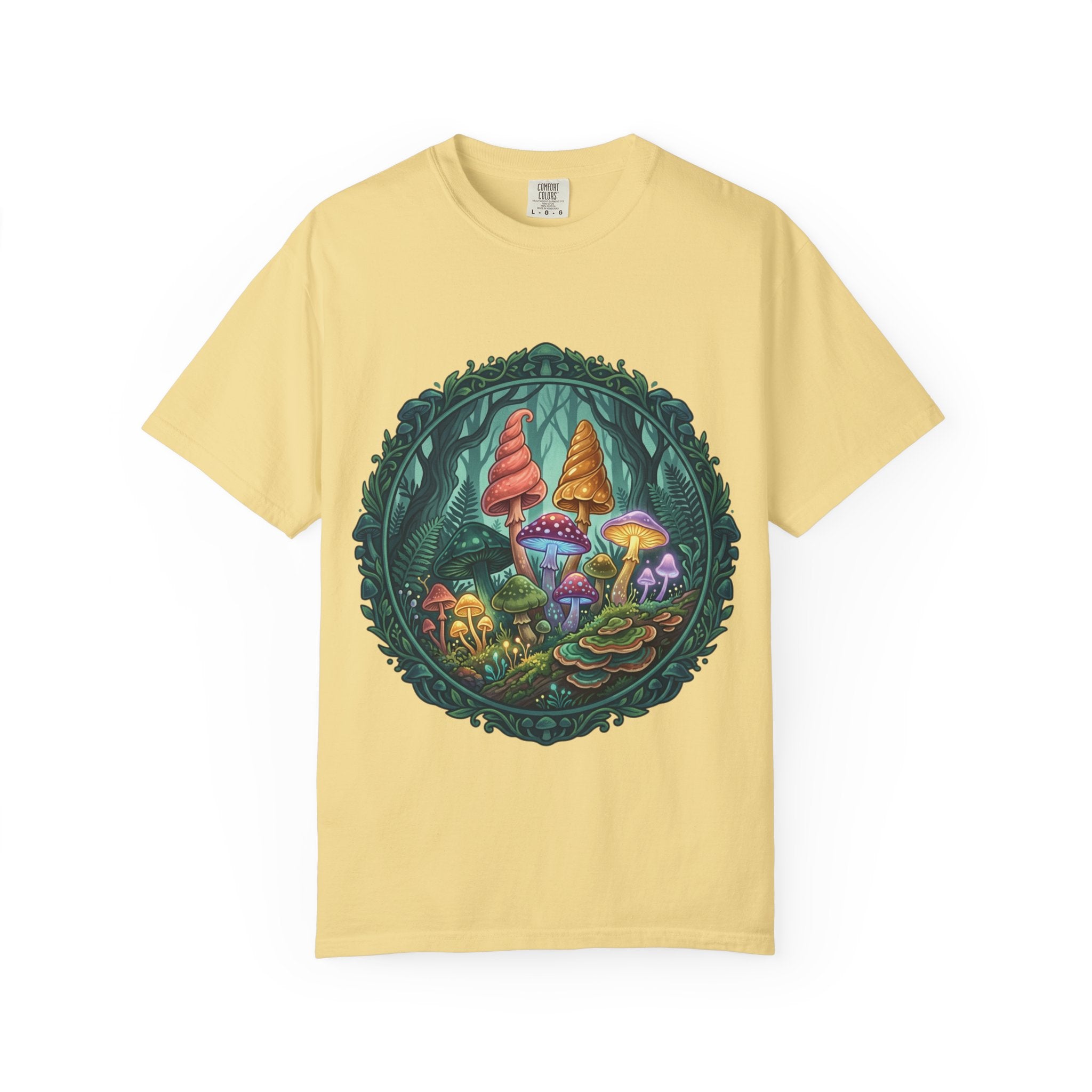 Psychedelic Mushroom in Forest T-shirt | Colorful Psychedelic Fungi Tee