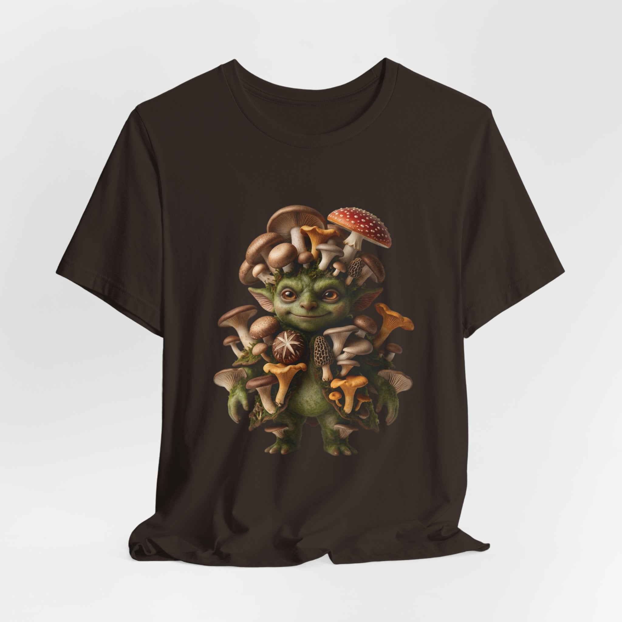 Whimsical Mushroom Goblin T-Shirt – Cottagecore Fantasy Forest Creature Graphic Tee
