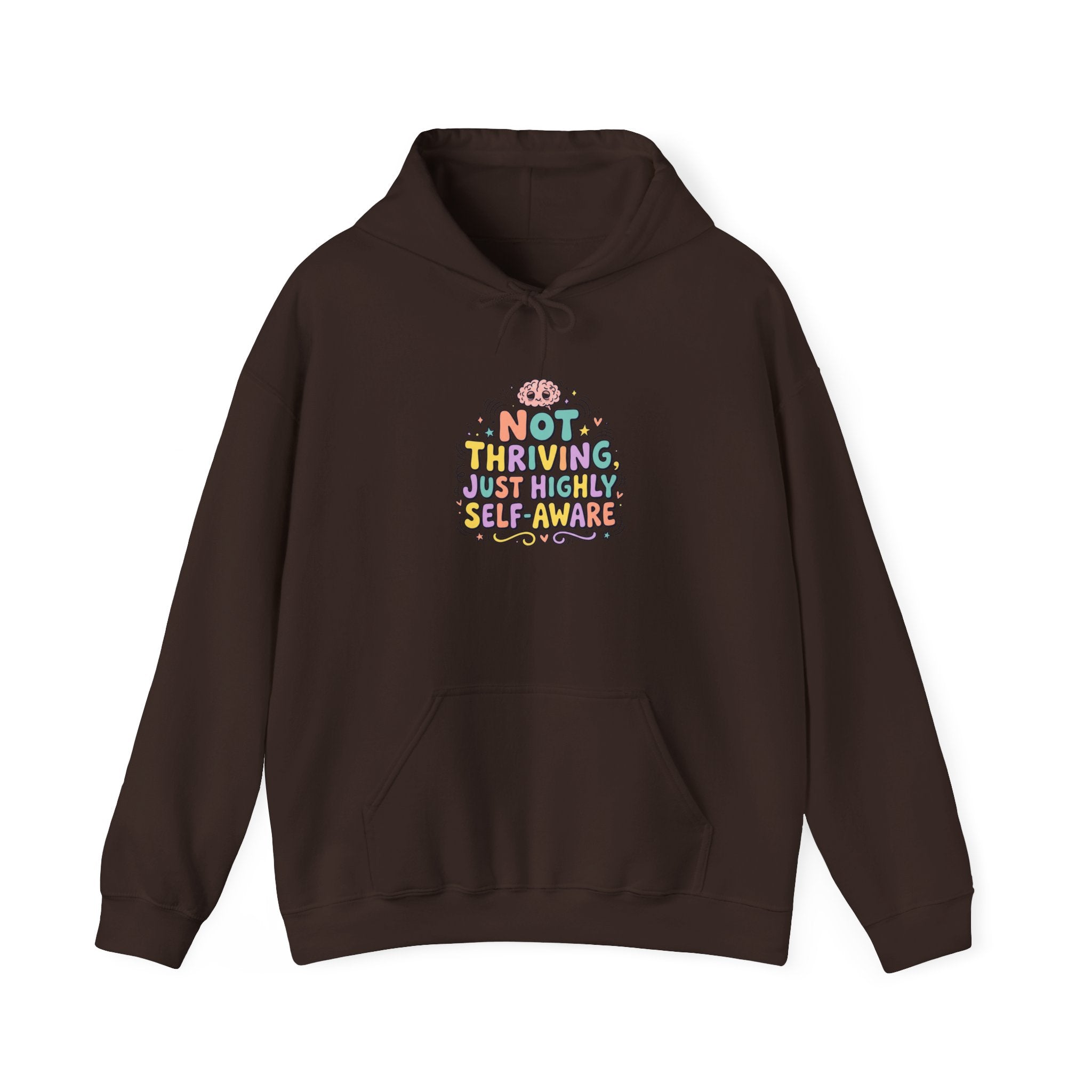 Not Thriving Just Vibing Hoodie | mental health humor, retro wavy text