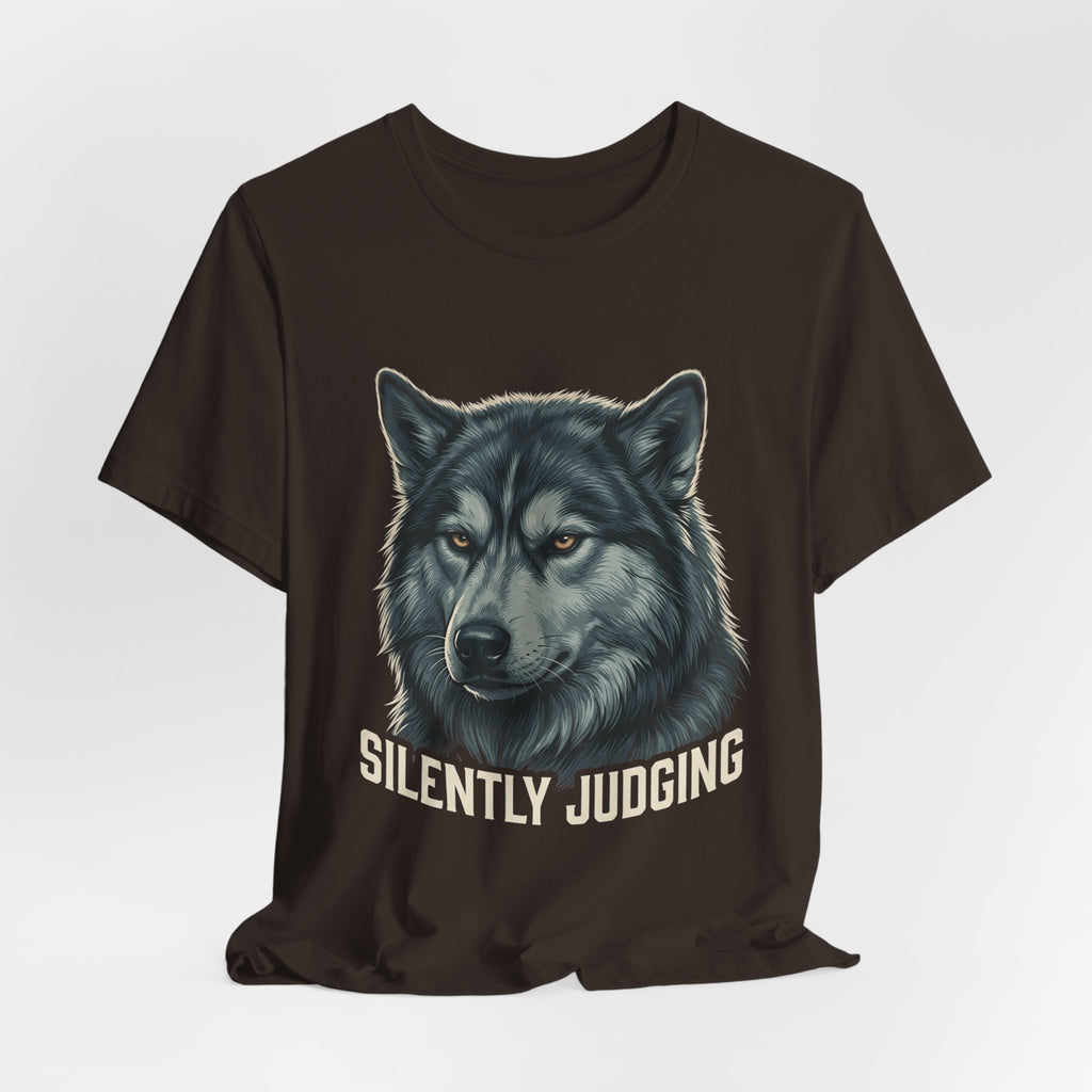Silently Judging Wolf Graphic Tee – Funny Introvert Aesthetic Unisex Bella Canvas T-Shirt