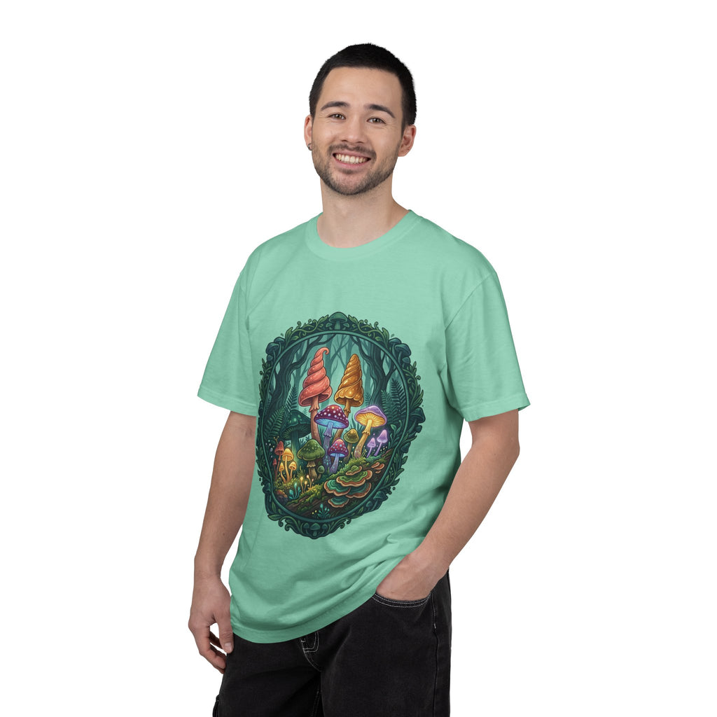 Psychedelic Mushroom in Forest T-shirt | Colorful Psychedelic Fungi Tee