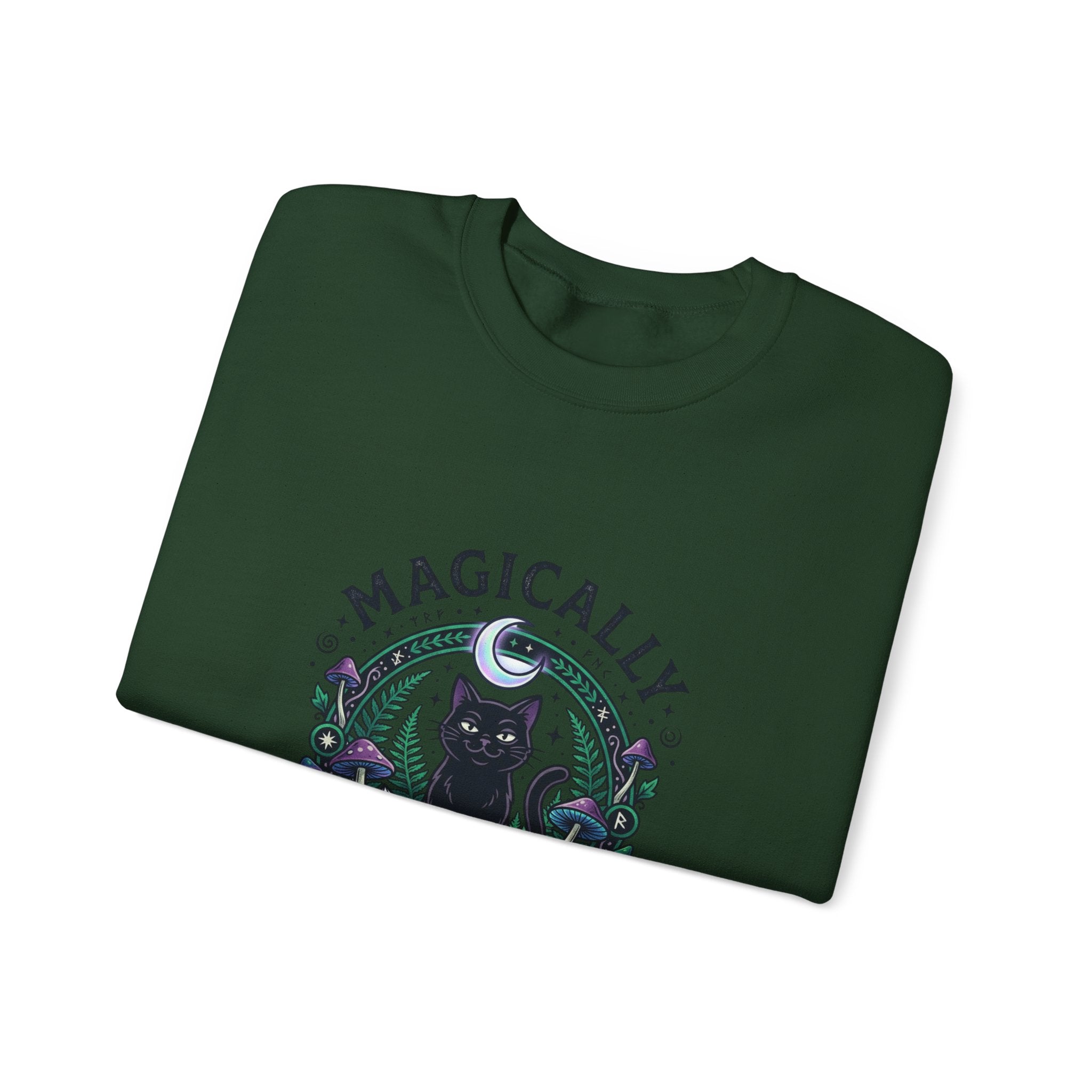 Magically Unbothered Cat Crewneck Sweatshirt | witchy goblincore celestial