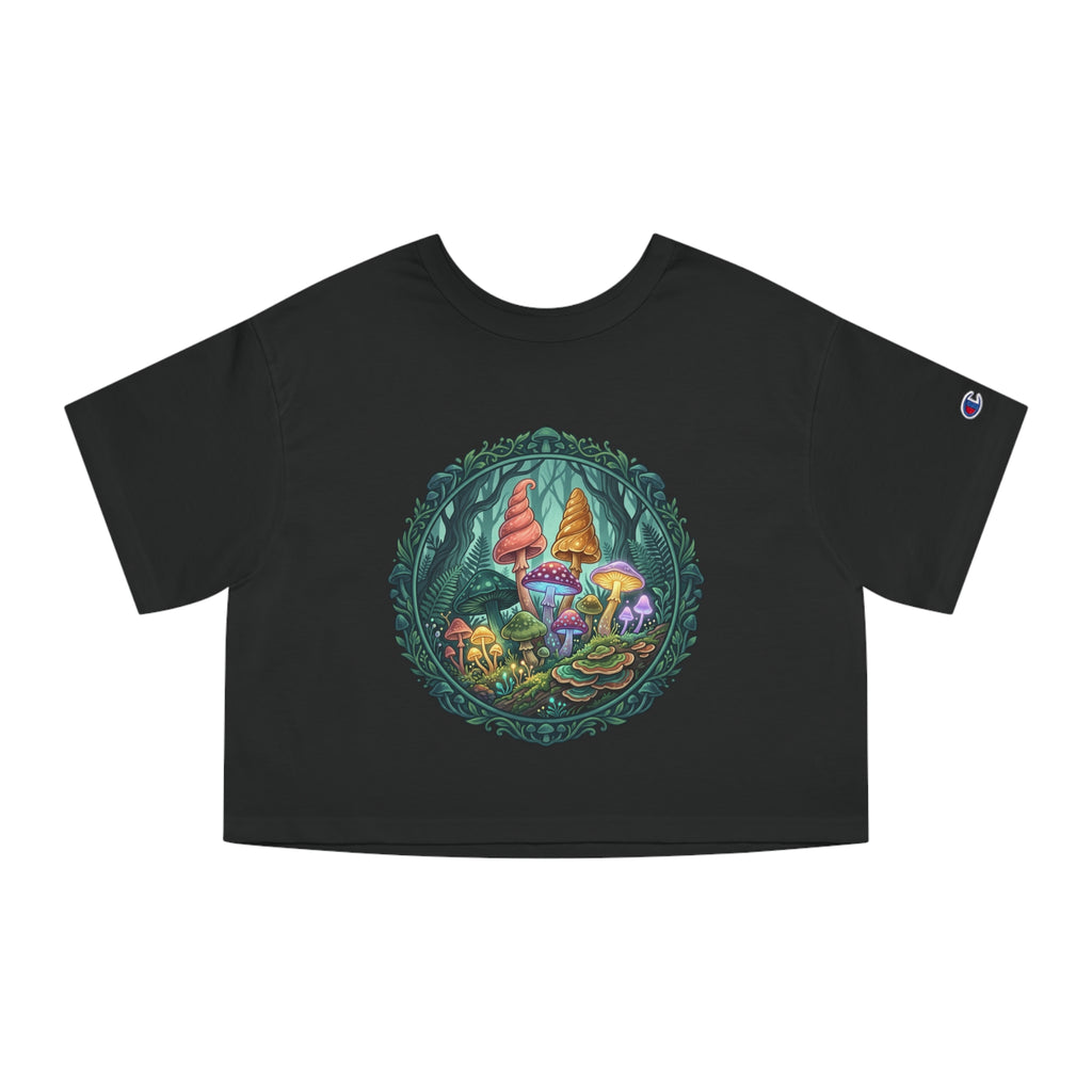 Psychedelic Mushroom & Forest Cropped Tee