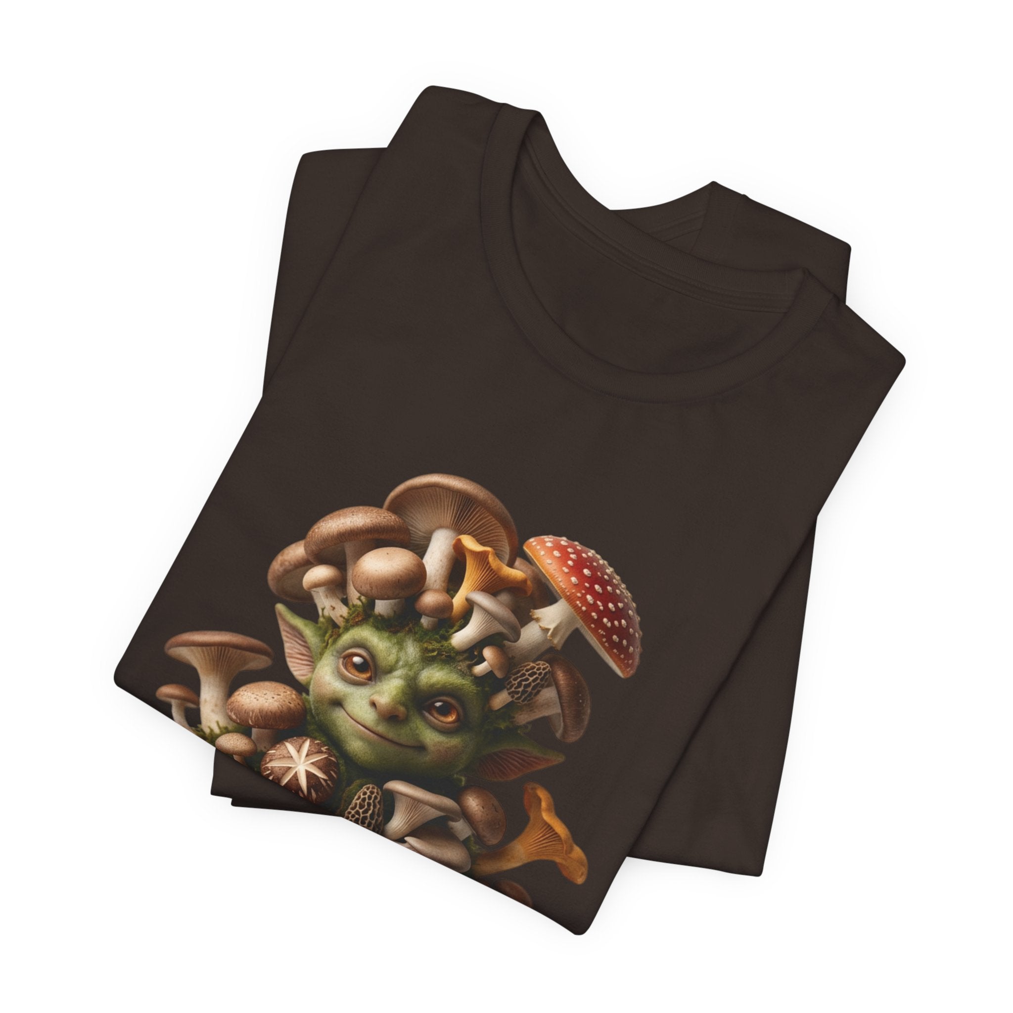 Whimsical Mushroom Goblin T-Shirt – Cottagecore Fantasy Forest Creature Graphic Tee