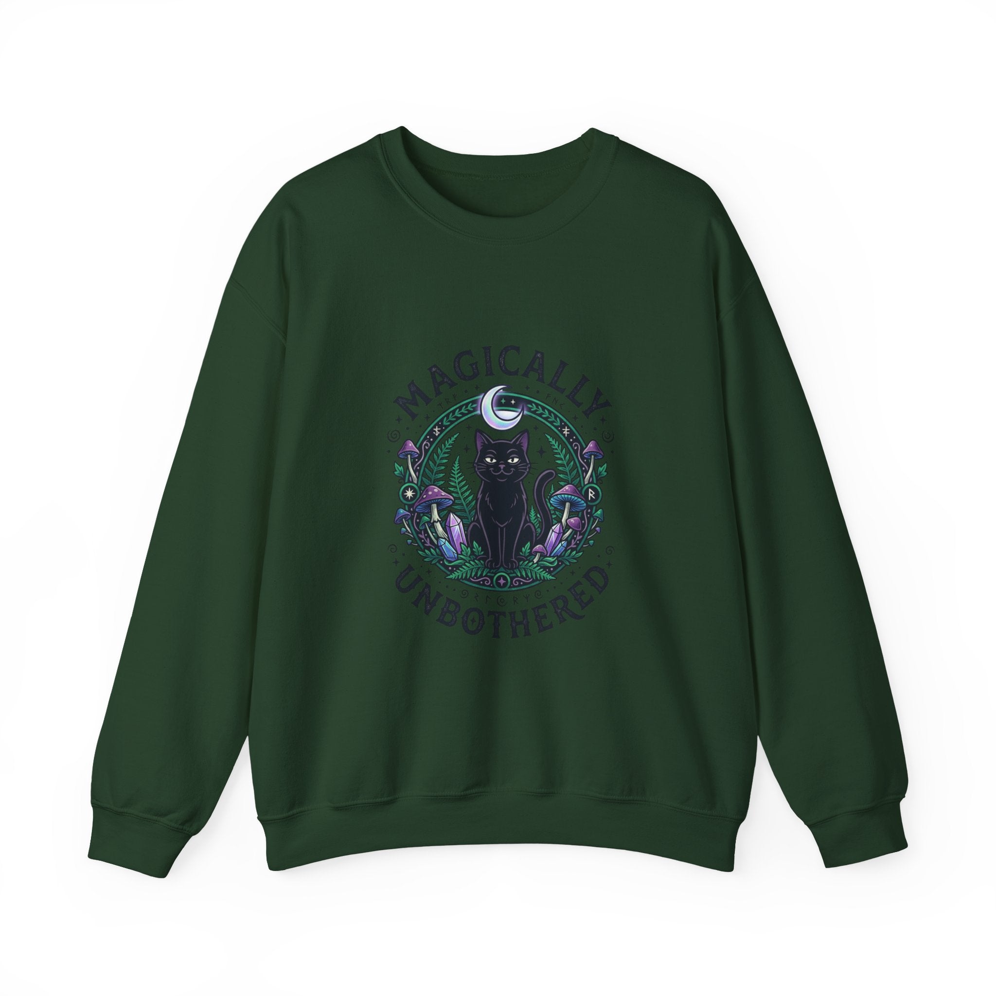 Magically Unbothered Cat Crewneck Sweatshirt | witchy goblincore celestial
