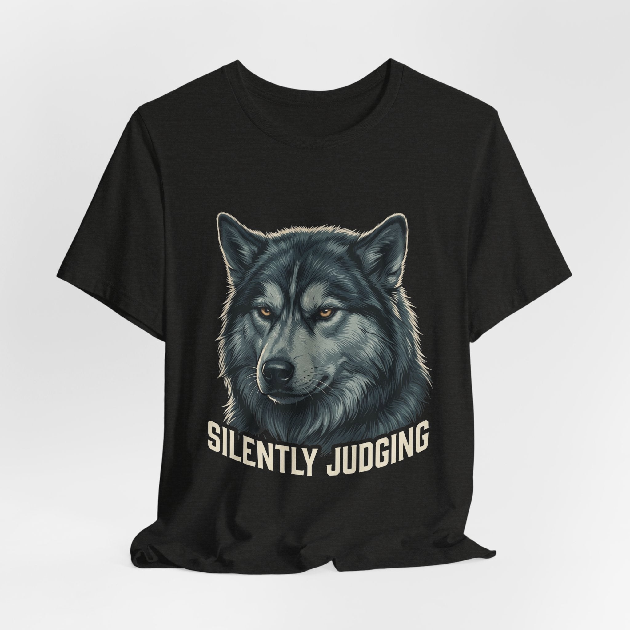 Silently Judging Wolf Graphic Tee – Funny Introvert Aesthetic Unisex Bella Canvas T-Shirt