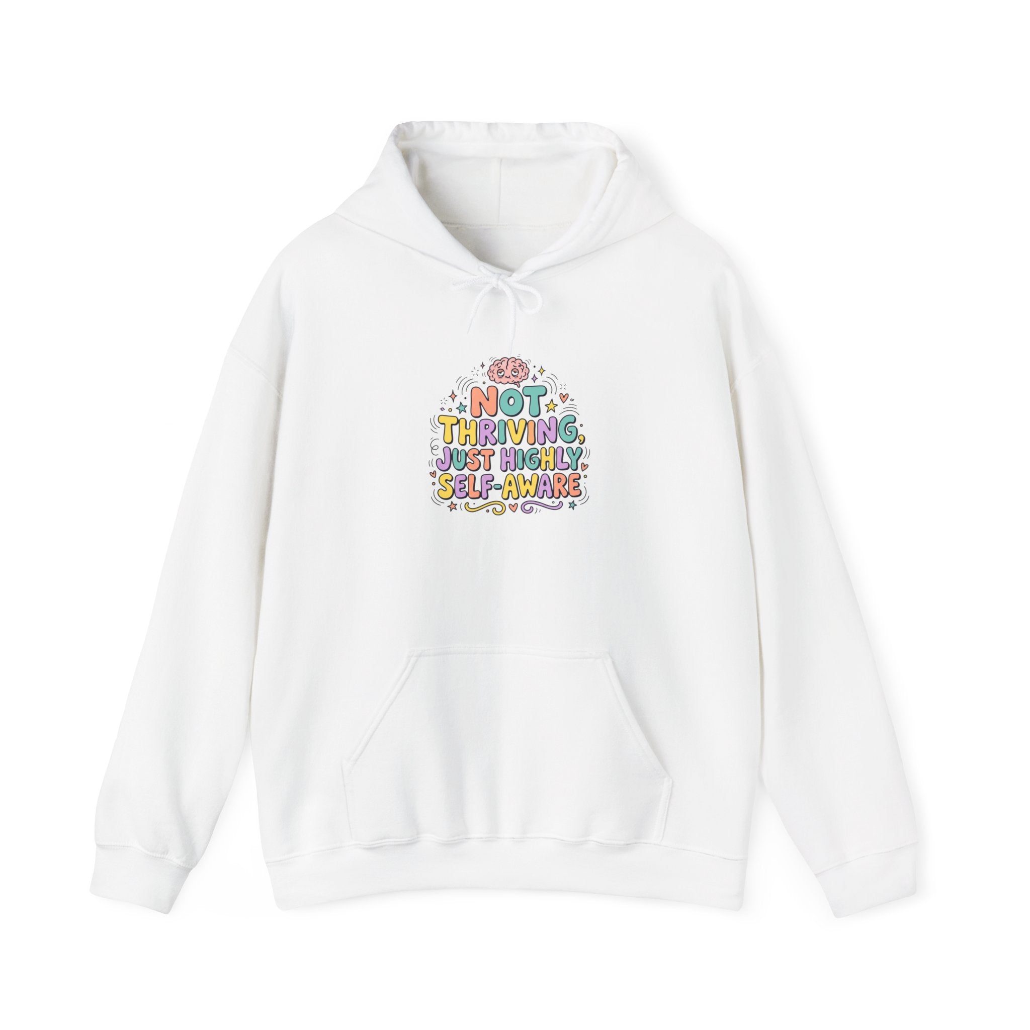 Not Thriving Just Vibing Hoodie | mental health humor, retro wavy text