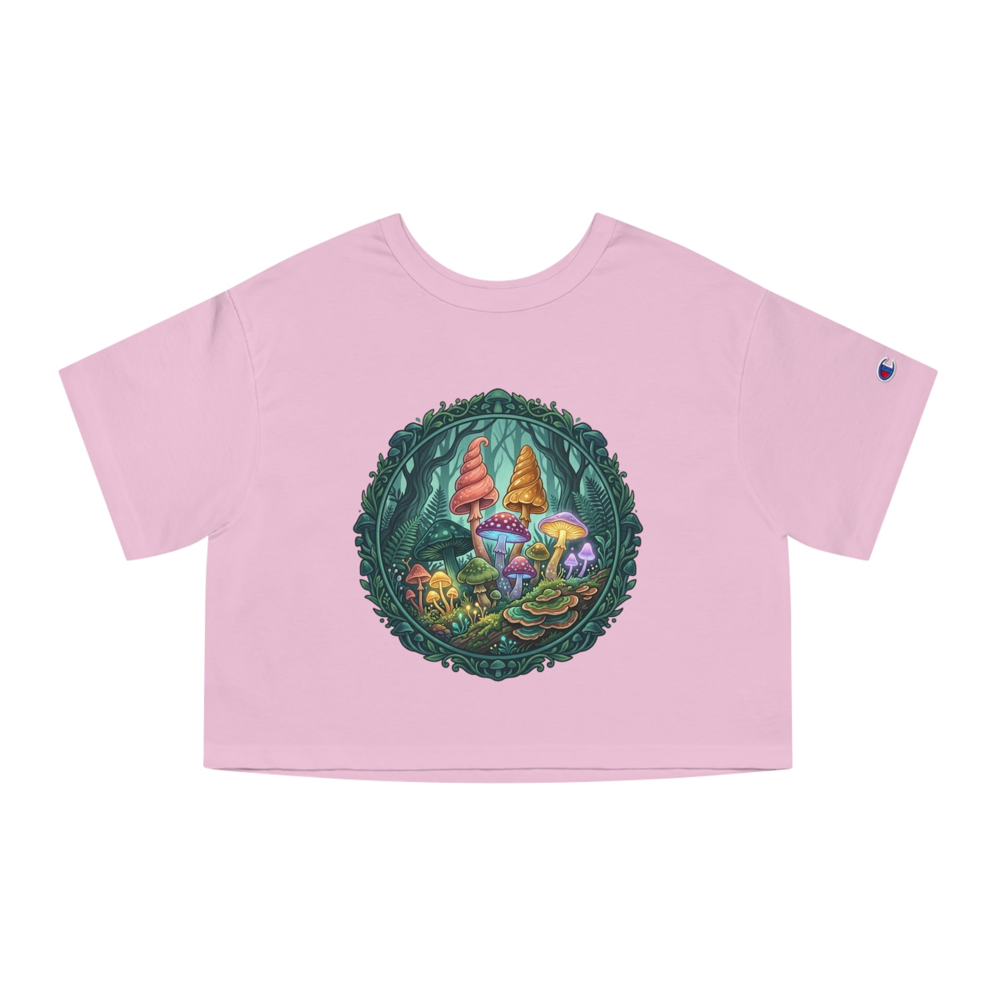 Psychedelic Mushroom & Forest Cropped Tee