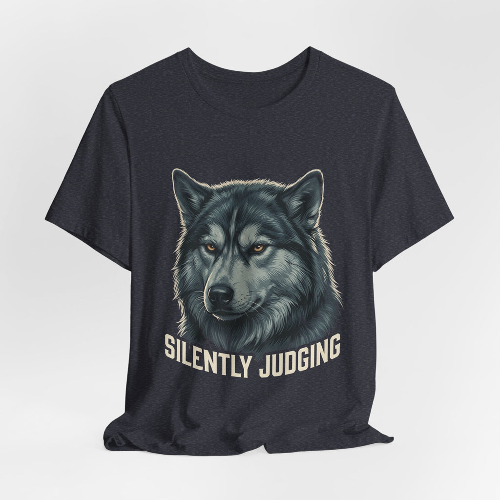 Silently Judging Wolf Graphic Tee – Funny Introvert Aesthetic Unisex Bella Canvas T-Shirt