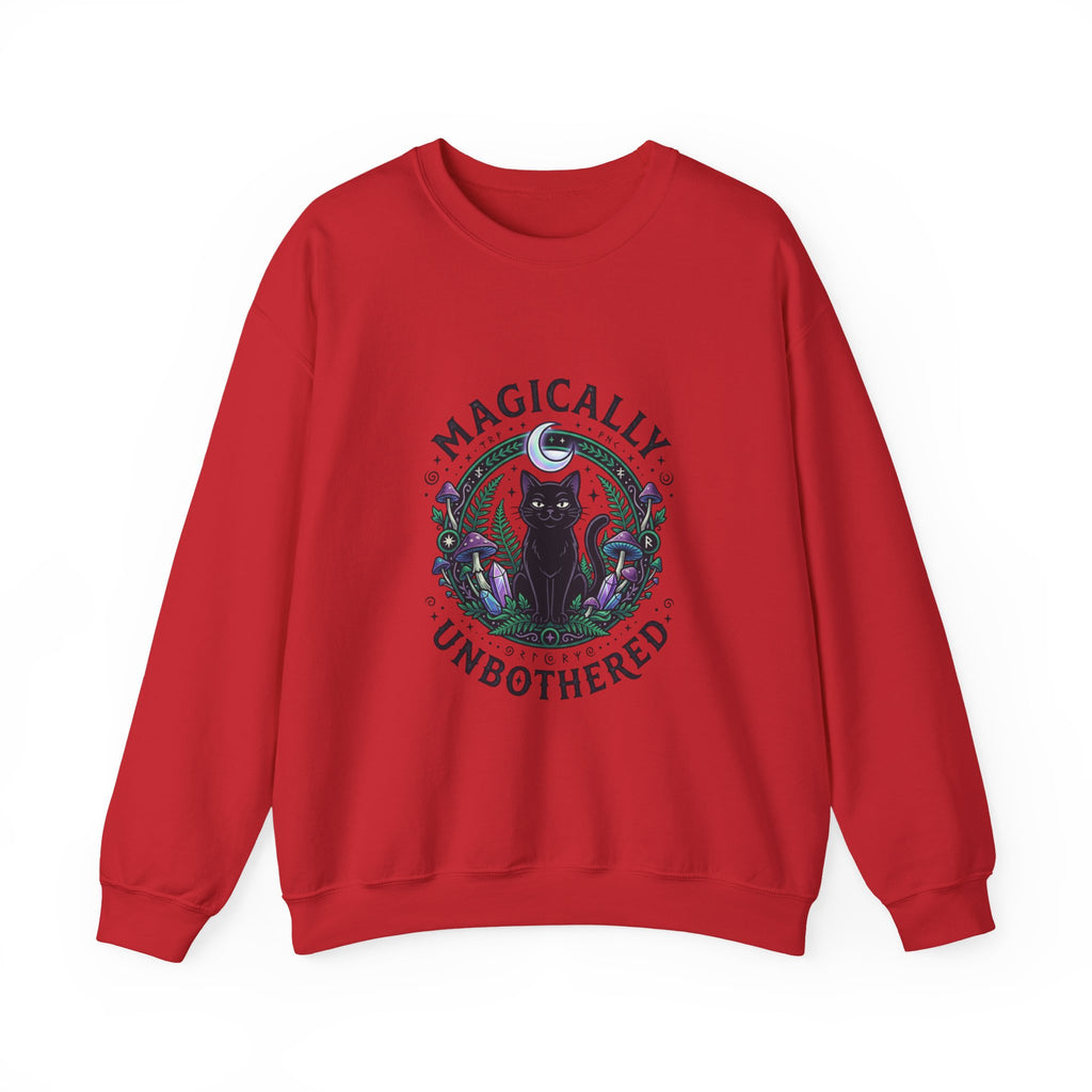 Magically Unbothered Cat Crewneck Sweatshirt | witchy goblincore celestial