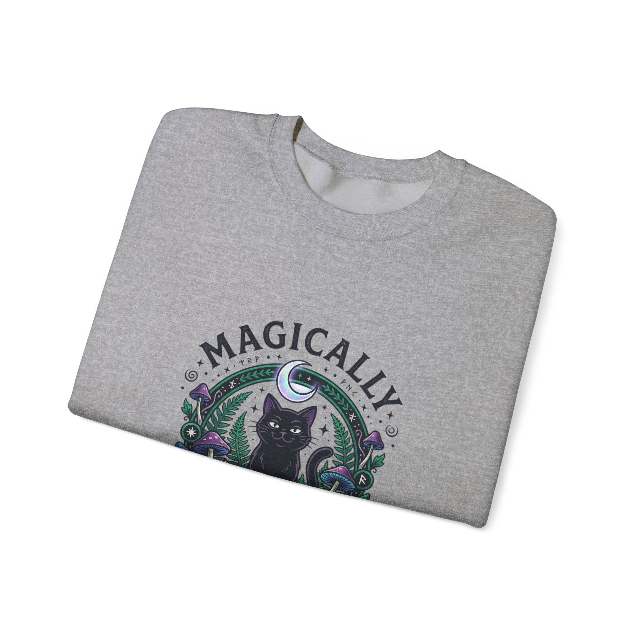 Magically Unbothered Cat Crewneck Sweatshirt | witchy goblincore celestial
