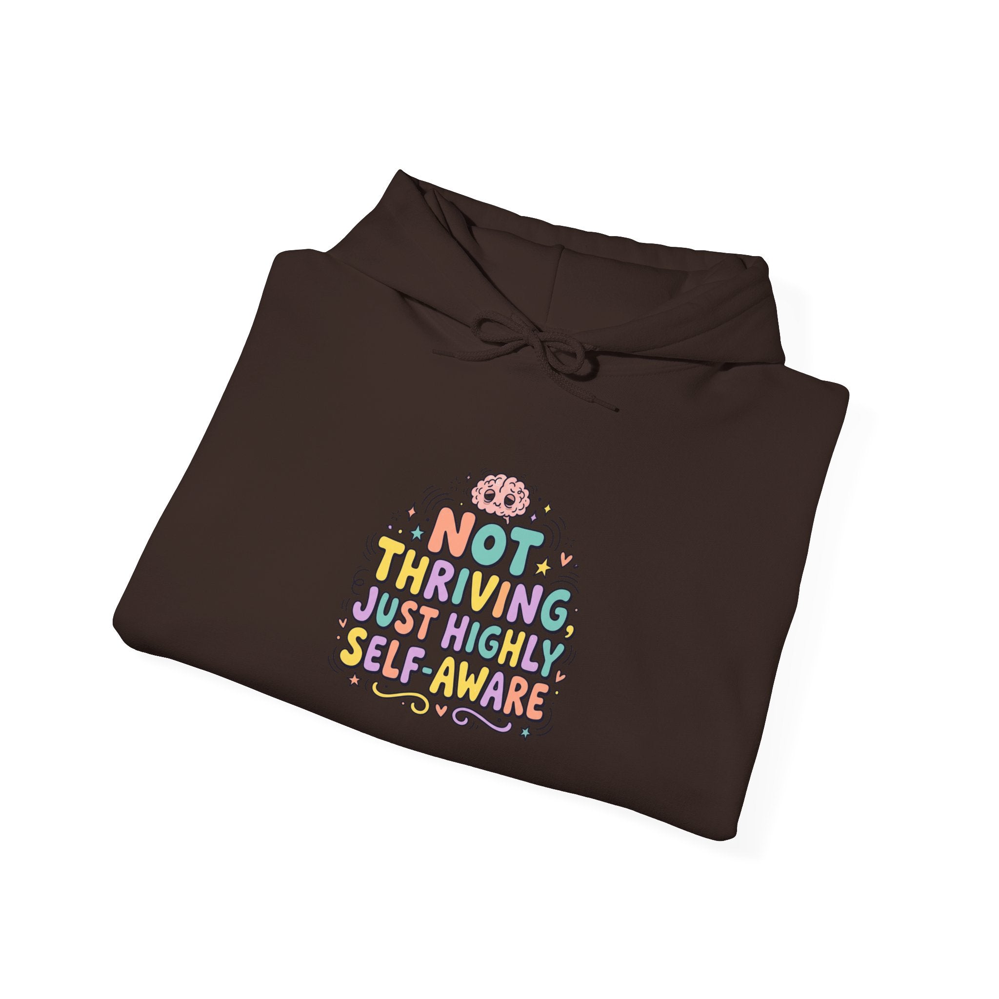 Not Thriving Just Vibing Hoodie | mental health humor, retro wavy text