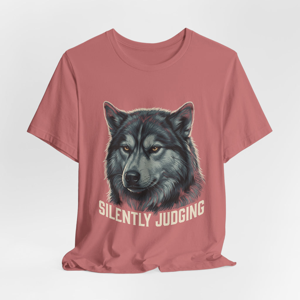 Silently Judging Wolf Graphic Tee – Funny Introvert Aesthetic Unisex Bella Canvas T-Shirt