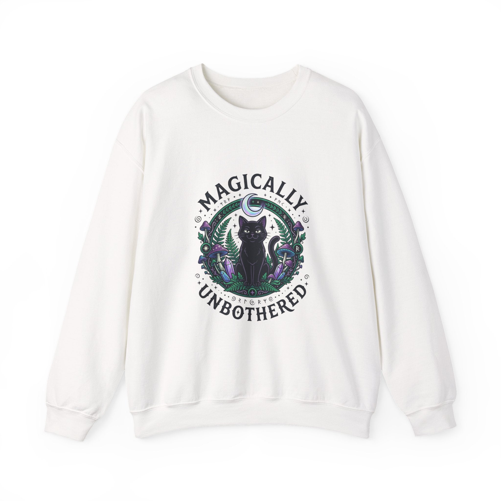 Magically Unbothered Cat Crewneck Sweatshirt | witchy goblincore celestial